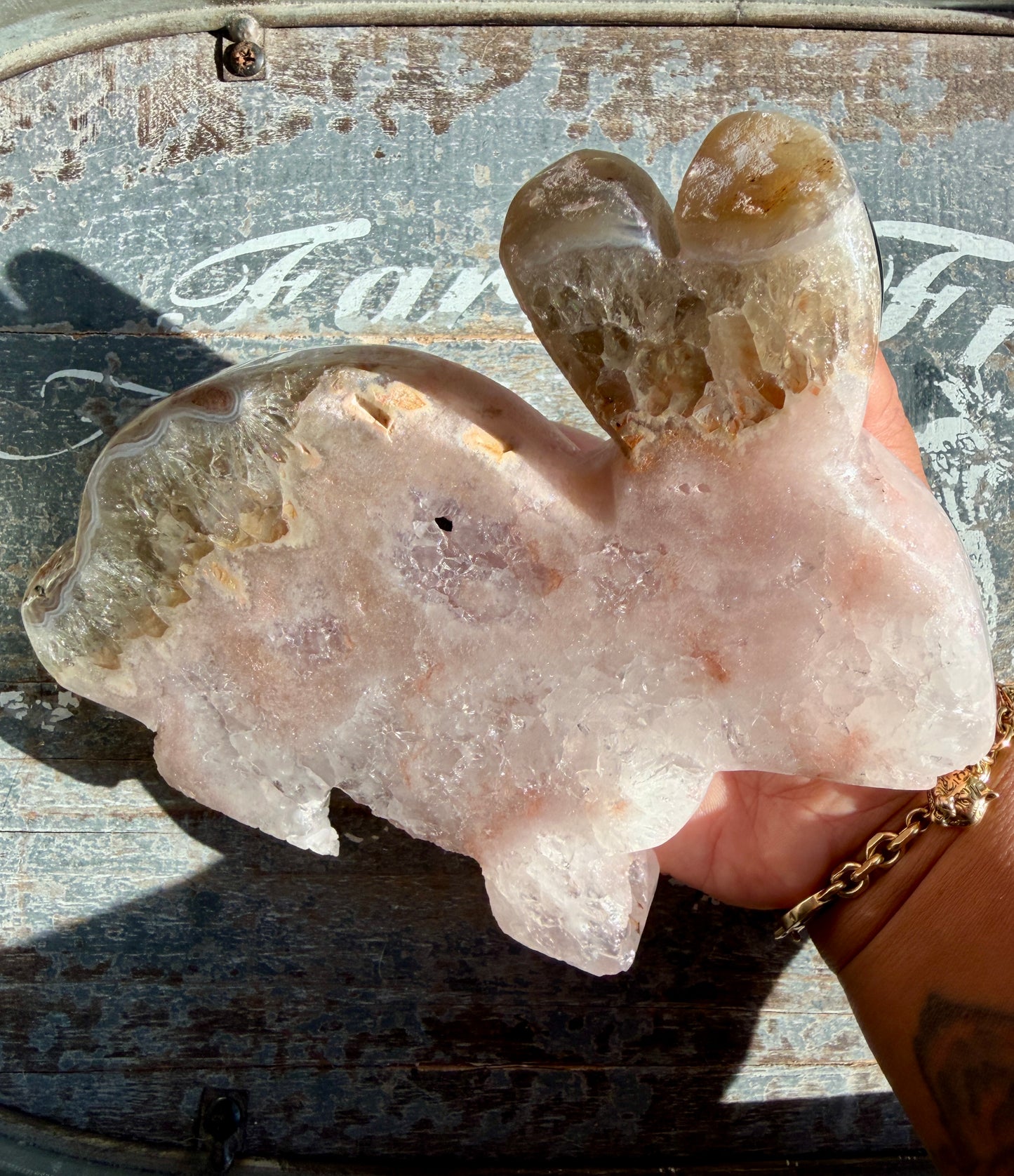 Adorable Pink Amethyst hand Carved Bunny | Opt B