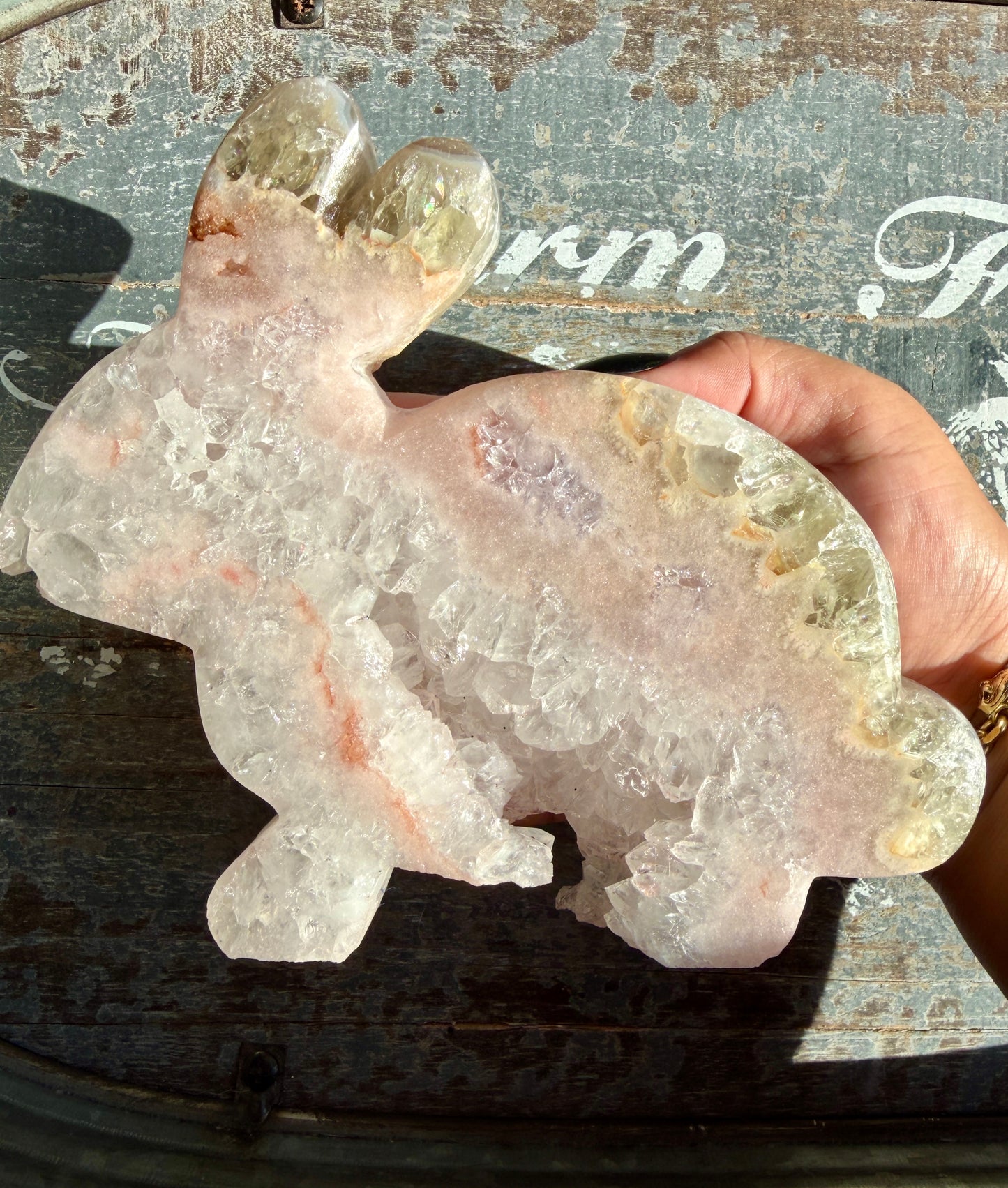 Adorable Pink Amethyst hand Carved Bunny | Opt B