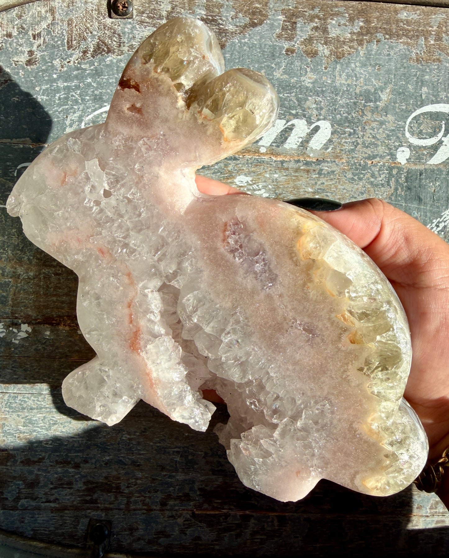 Adorable Pink Amethyst hand Carved Bunny | Opt B