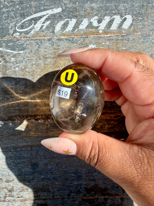 Gorgeous Smokey Quartz Palm Stone from Brazil | Opt U