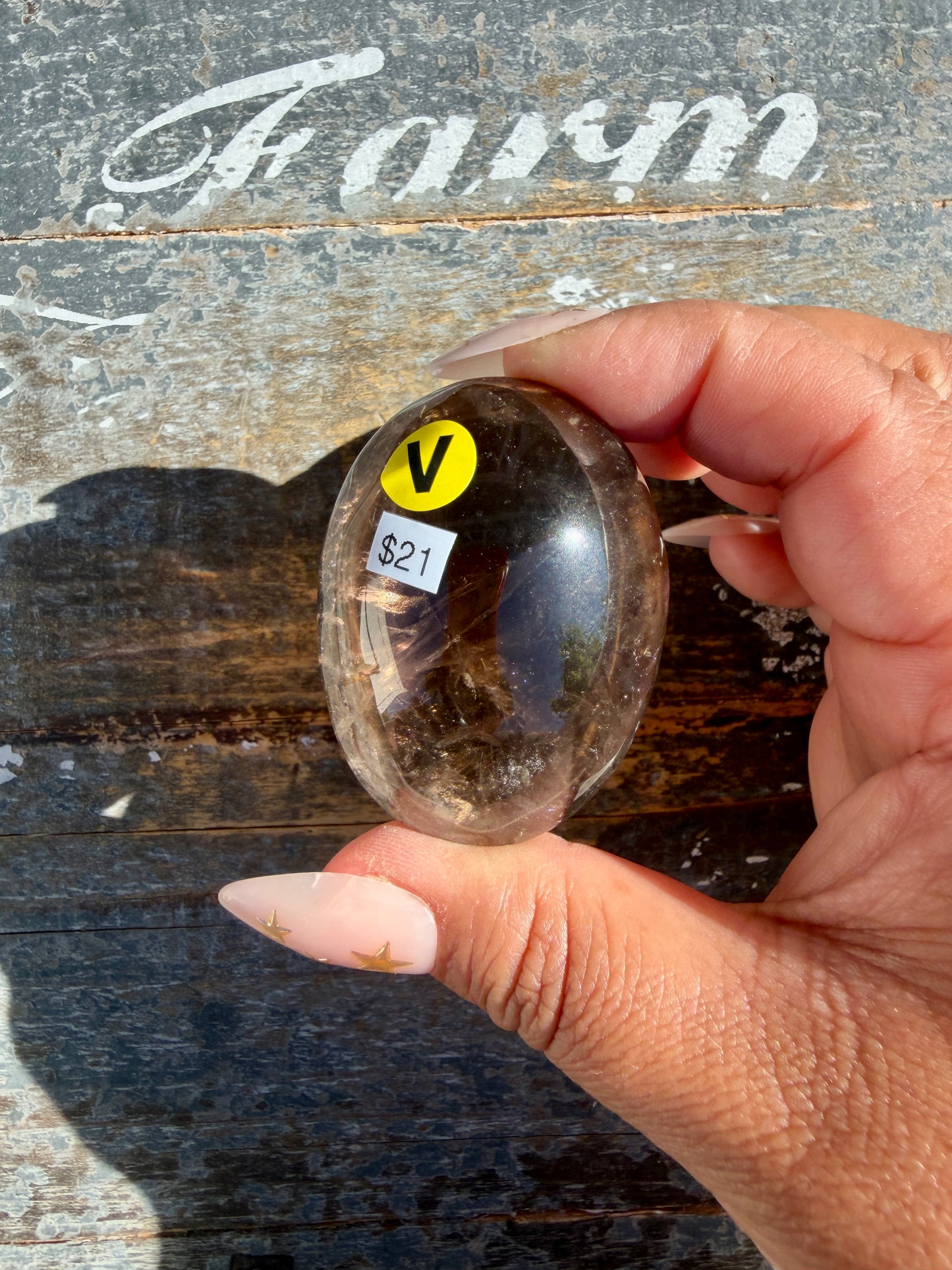 Gorgeous Smokey Quartz Palm Stone from Brazil | Opt V
