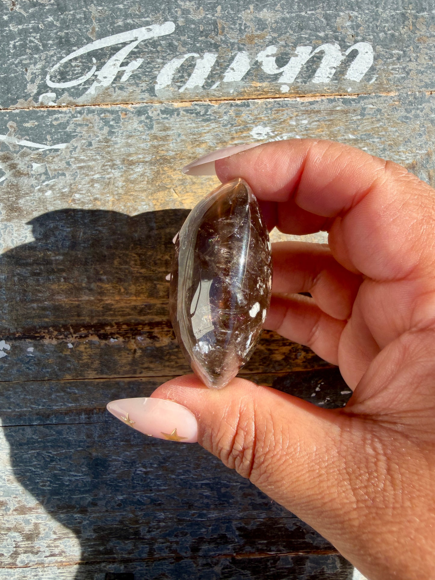 Gorgeous Smokey Quartz Palm Stone from Brazil | Opt V