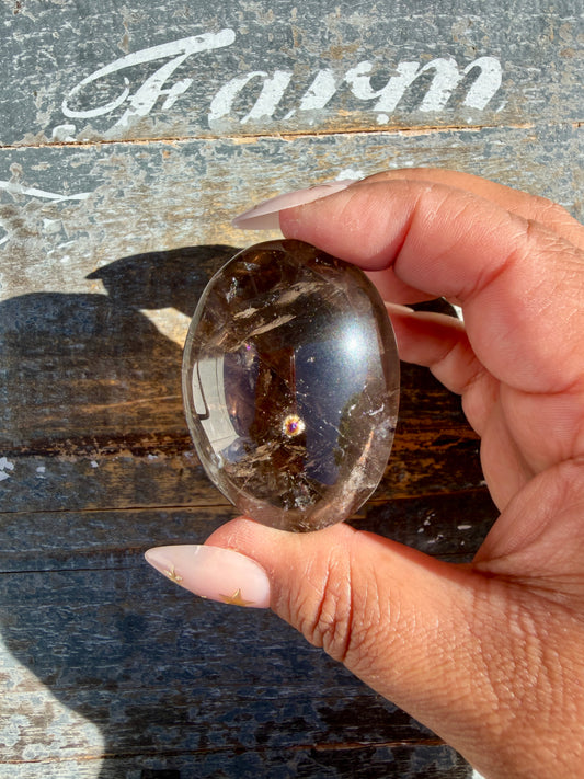 Gorgeous Smokey Quartz Palm Stone from Brazil | Opt V