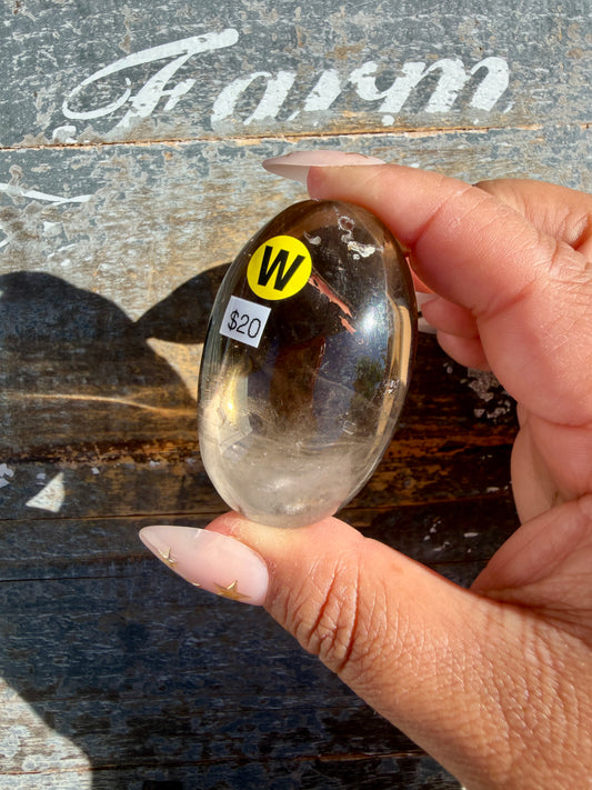 Gorgeous Smokey Quartz Palm Stone from Brazil | Opt W