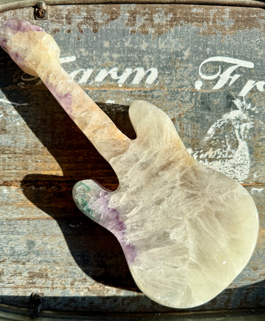 Gorgeous Amethyst, Quartz & Agate Guitar, Hand Carved in Brazil, Comes with a Free Stand | Opt J