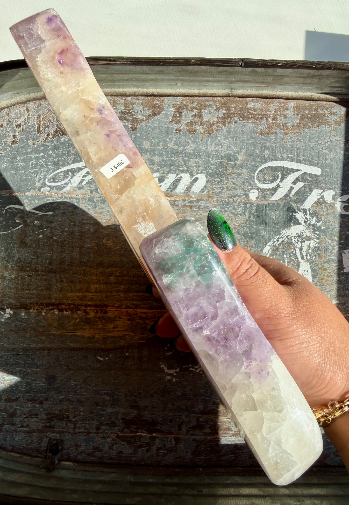 Gorgeous Amethyst, Quartz & Agate Guitar, Hand Carved in Brazil, Comes with a Free Stand | Opt J