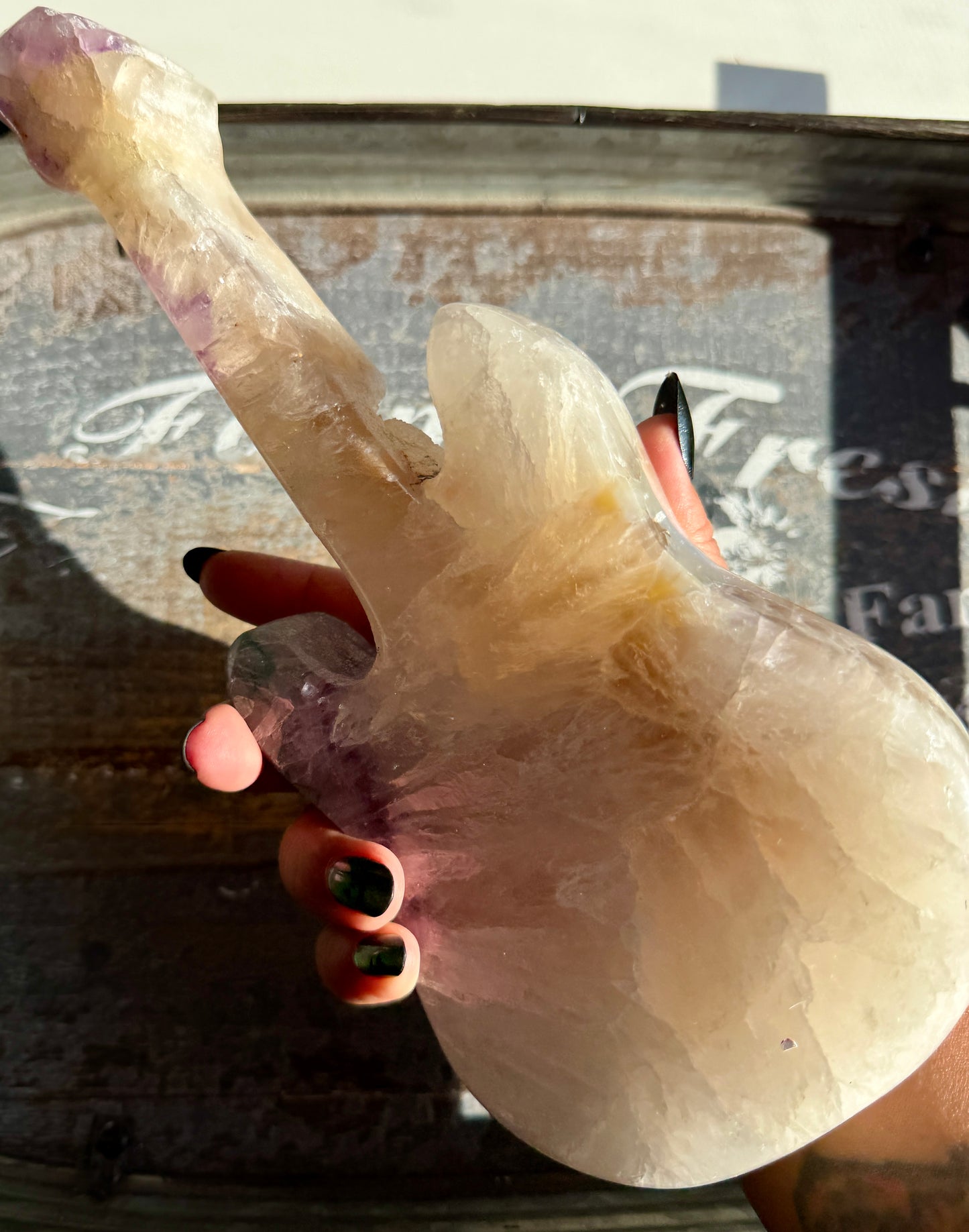 Gorgeous Amethyst, Quartz & Agate Guitar, Hand Carved in Brazil, Comes with a Free Stand | Opt J