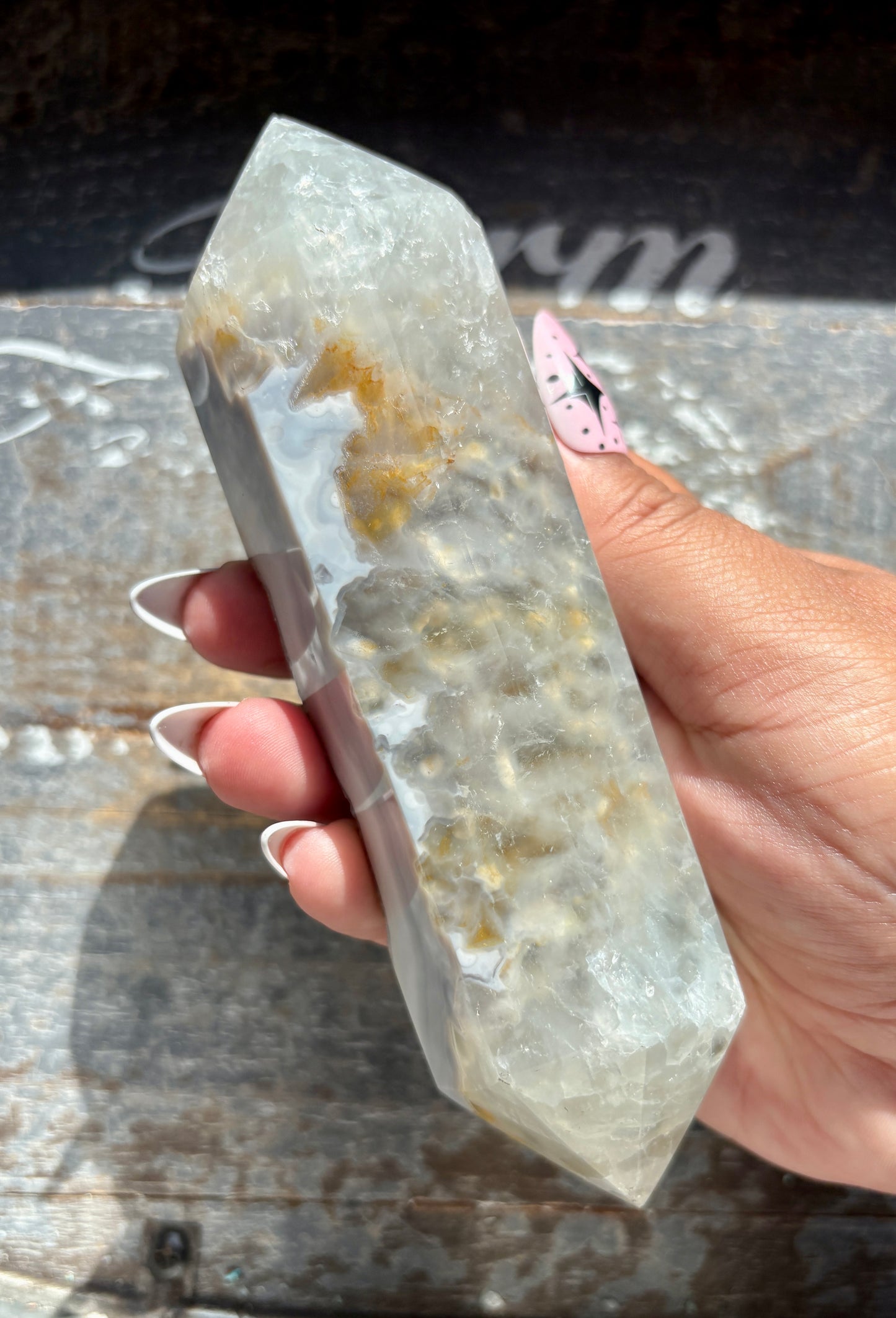 Gorgeous High Grade Agate Wand with Druzy from Brazil