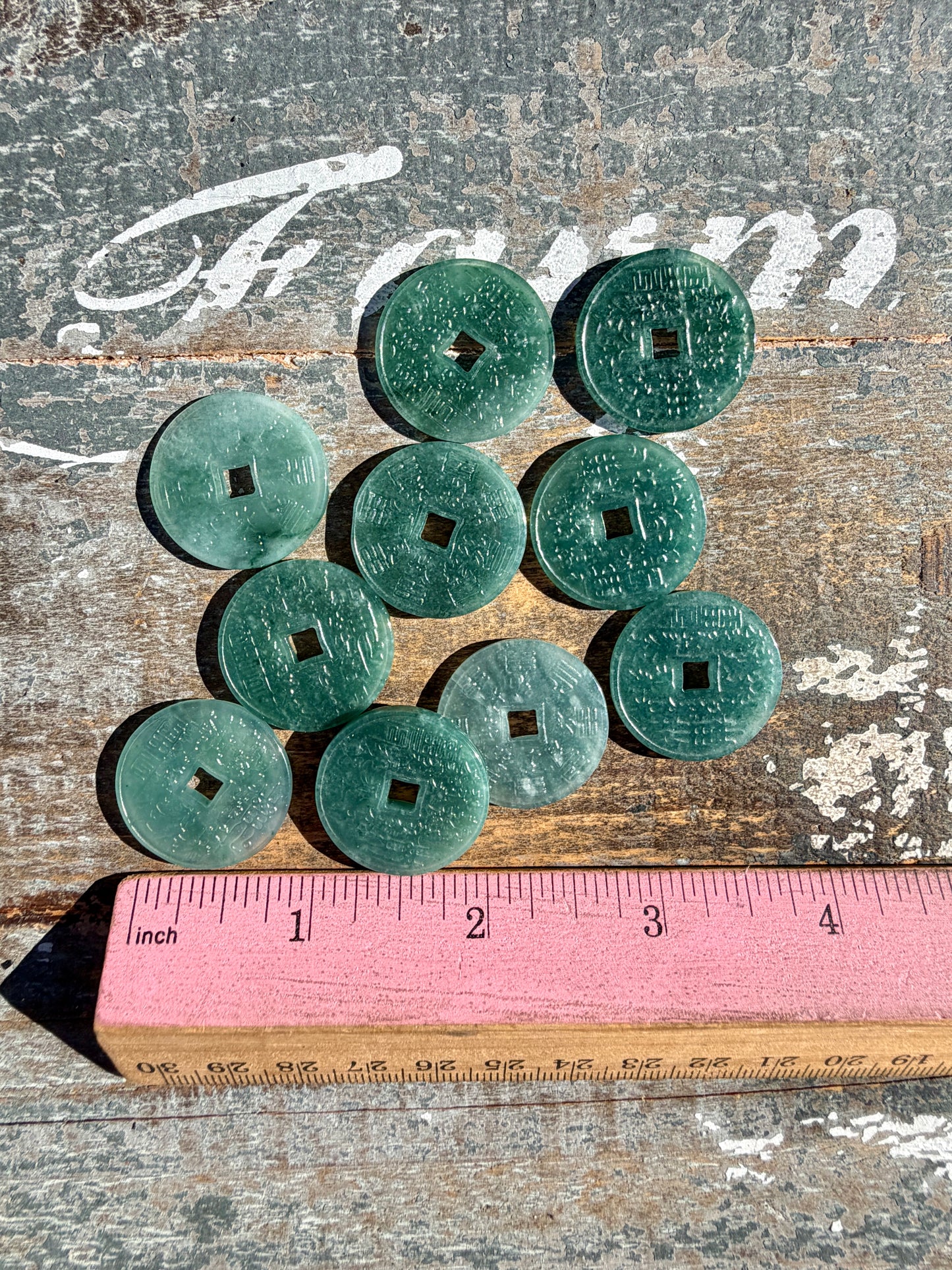Blue Water Jade Chinese Coin (can be used as a pendent) | Intuitively Chosen