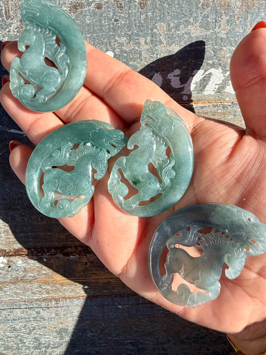 Blue Water Jade Horse (can be used as a pendent) | Intuitively Chosen