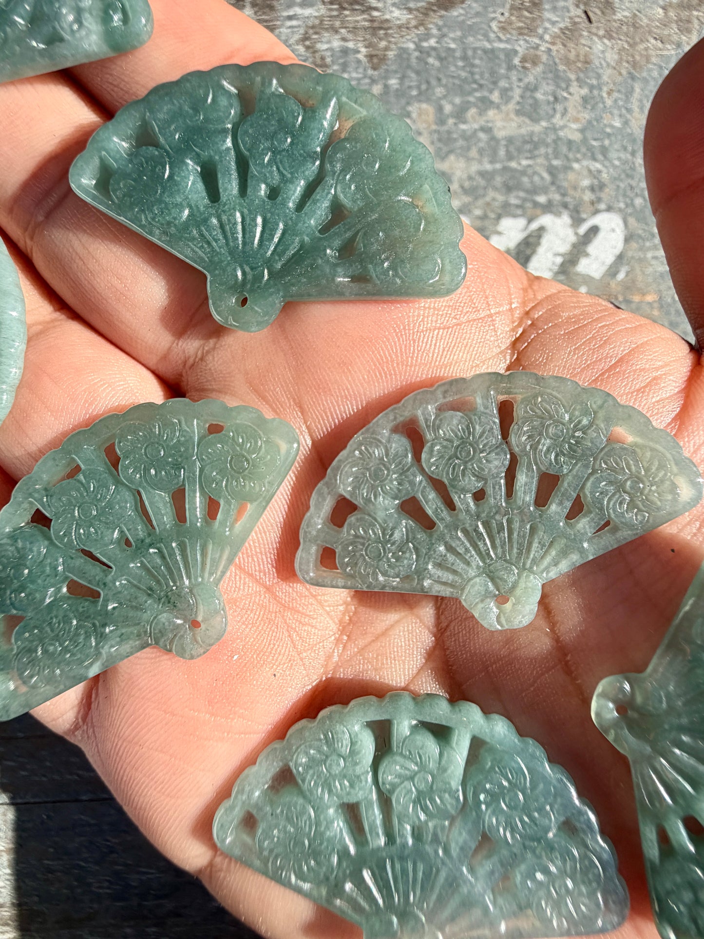 Blue Water Jade Fan (can be used as a pendent) | Intuitively Chosen