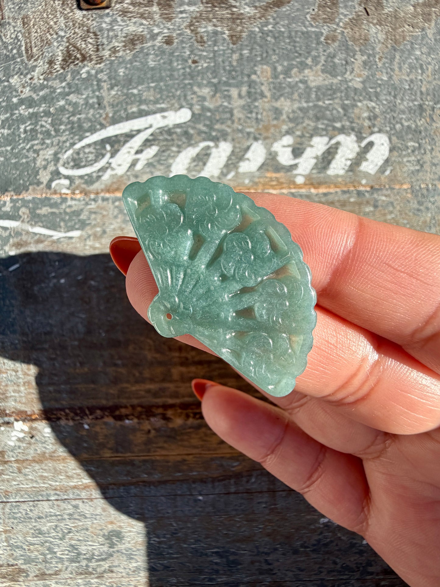 Blue Water Jade Fan (can be used as a pendent) | Intuitively Chosen