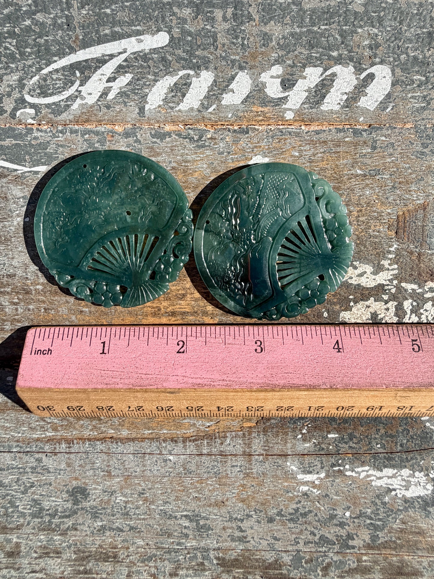 Blue Water Jade Mini Round Fan (can be used as a pendent) | Intuitively Chosen