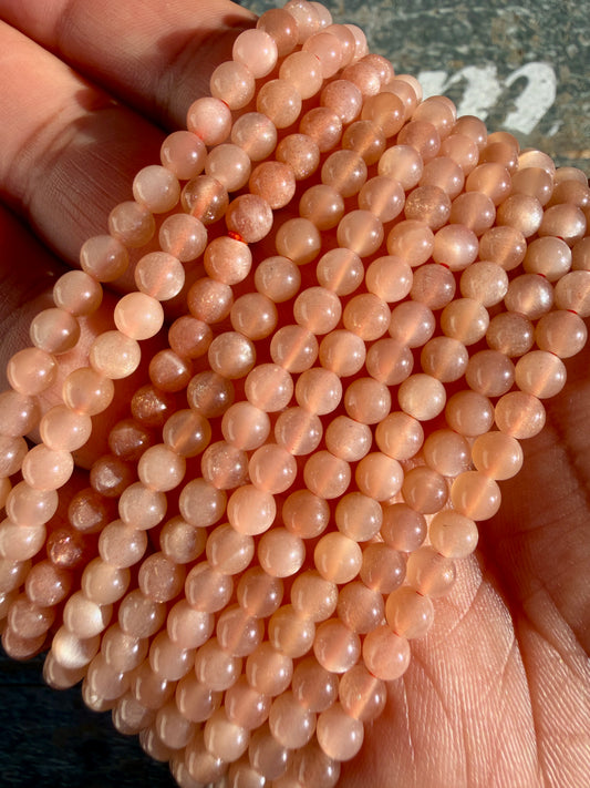 One (1) Rose Gold Moonstone Bracelet | 4mm | Wrist Size: 6.75-7"