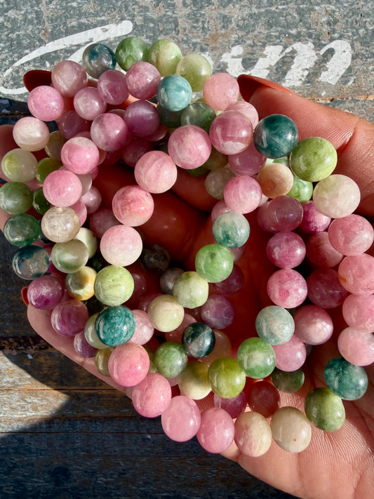 One (1) Watermelon Tourmaline | 7-8mm | Wrist Size: 6.25-6.5"