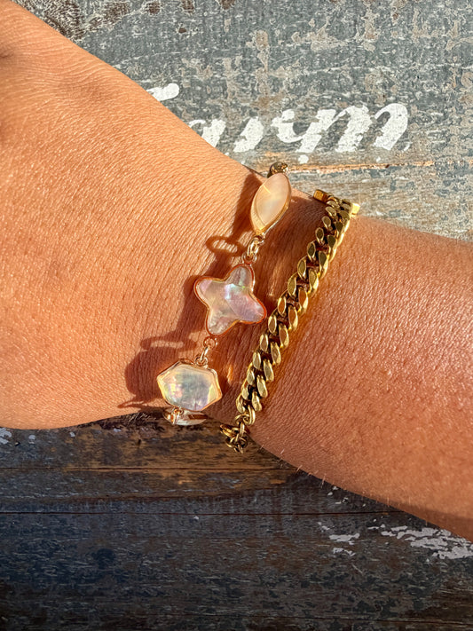 One (1) Tourmaline with Shell Bracelet | Adjustable