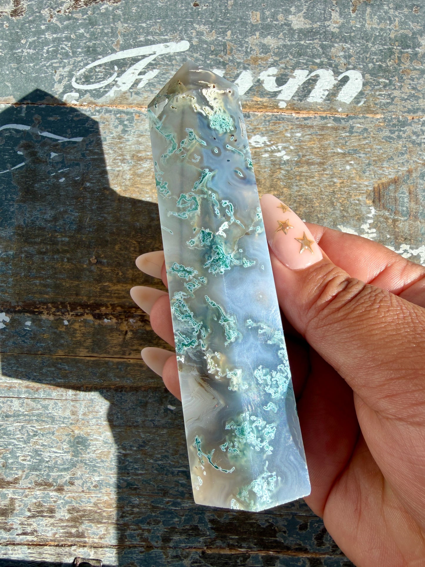 Gorgeous Moss Agate Tower | Opt E