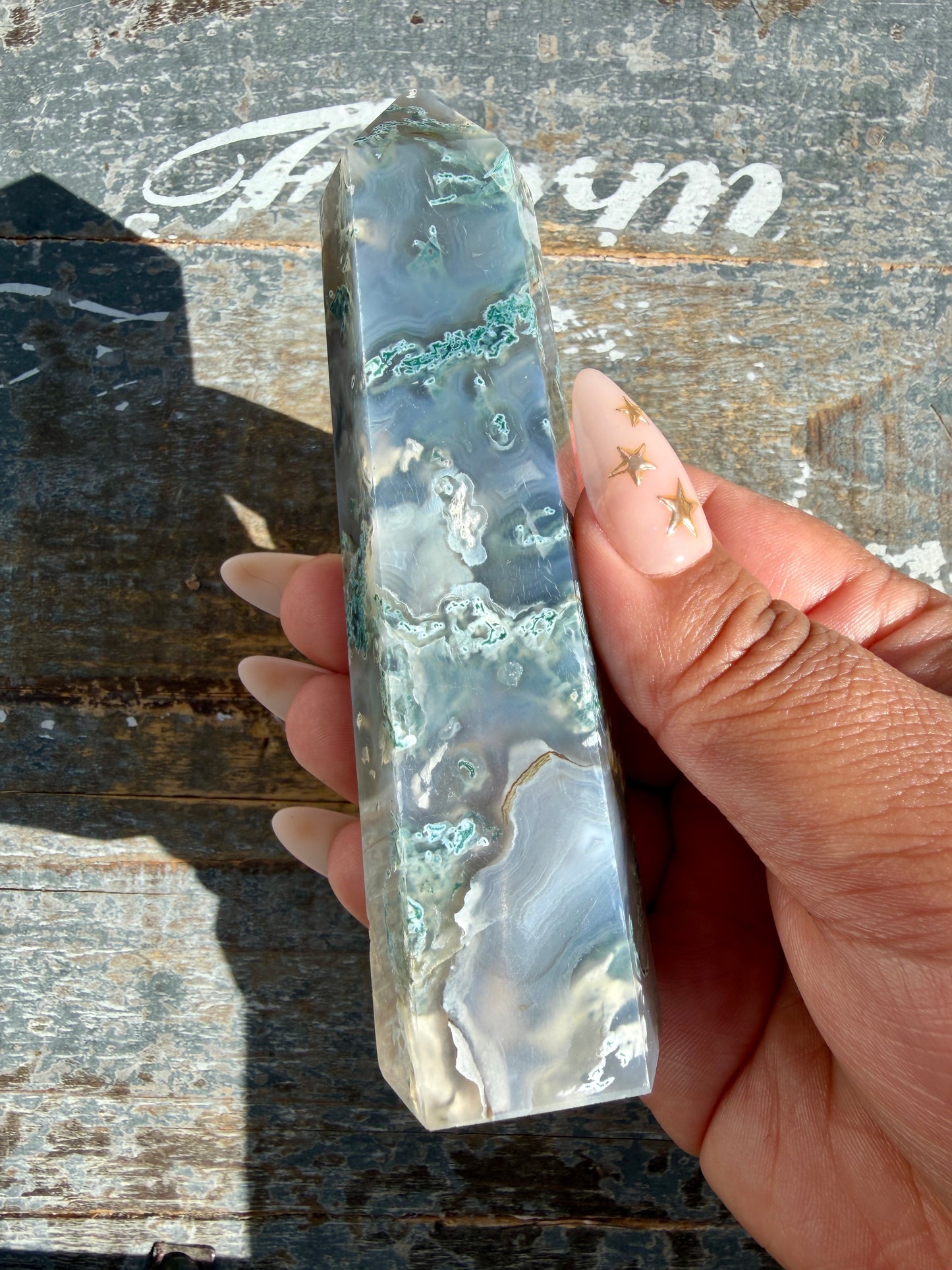 Gorgeous Moss Agate Tower | Opt E
