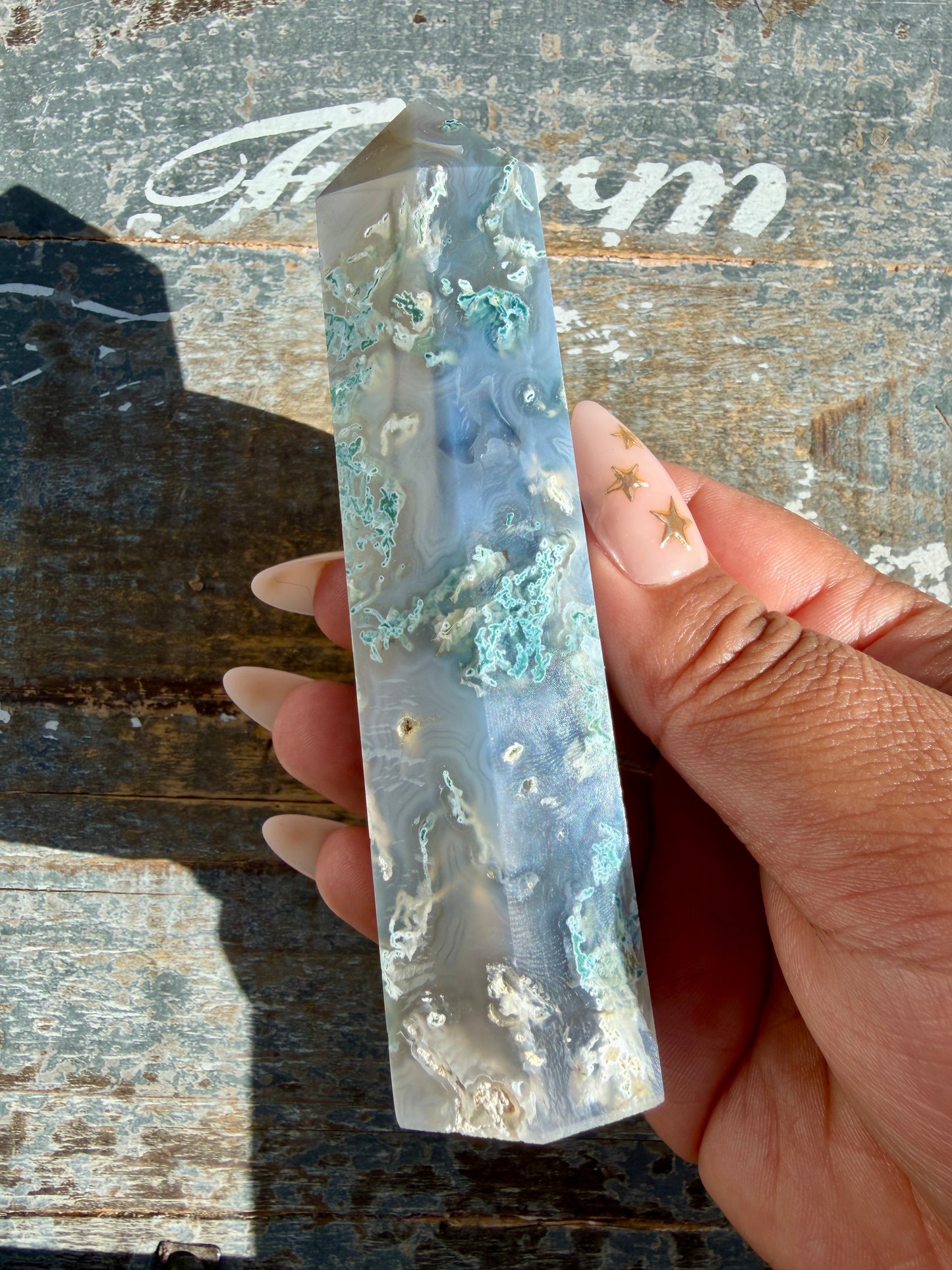 Gorgeous Moss Agate Tower | Opt E