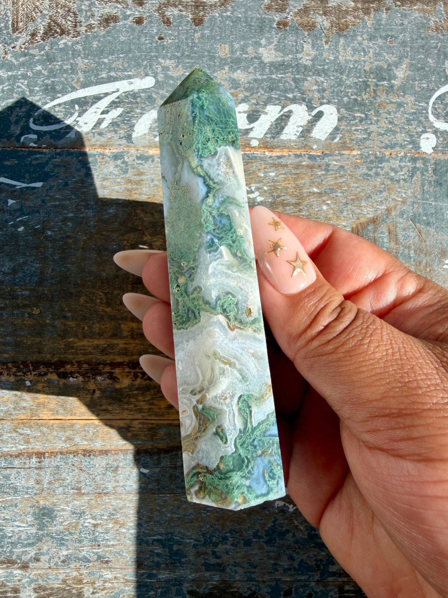 Gorgeous Moss Agate Tower | Opt D