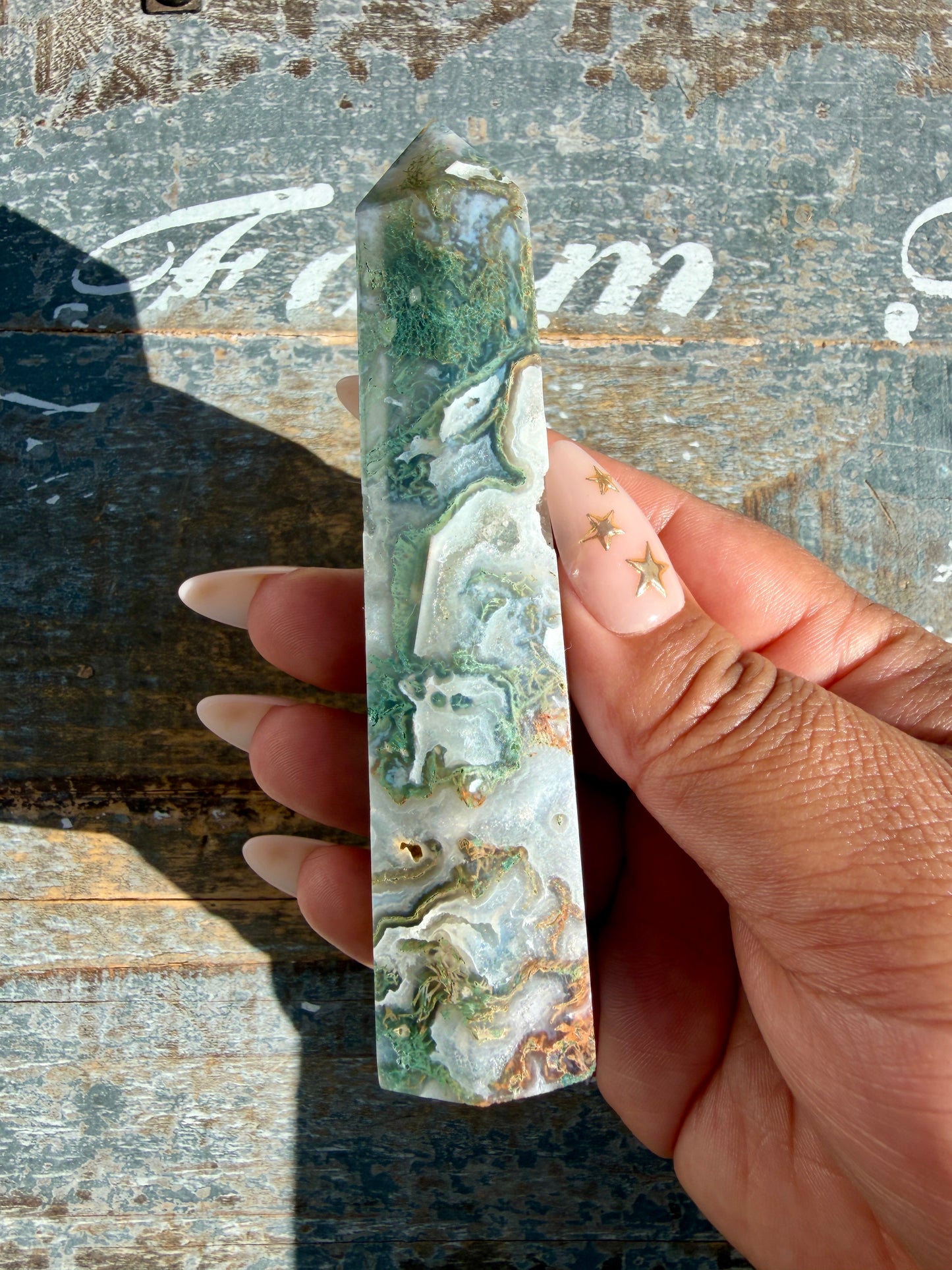 Gorgeous Moss Agate Tower | Opt D