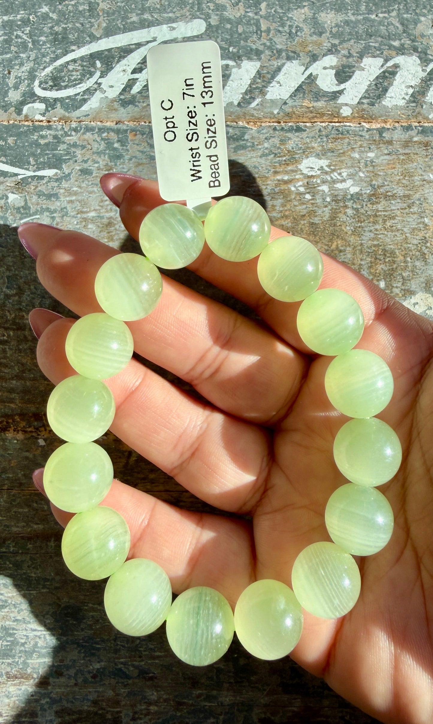 Green Phantom Calcite Bracelet Opt C