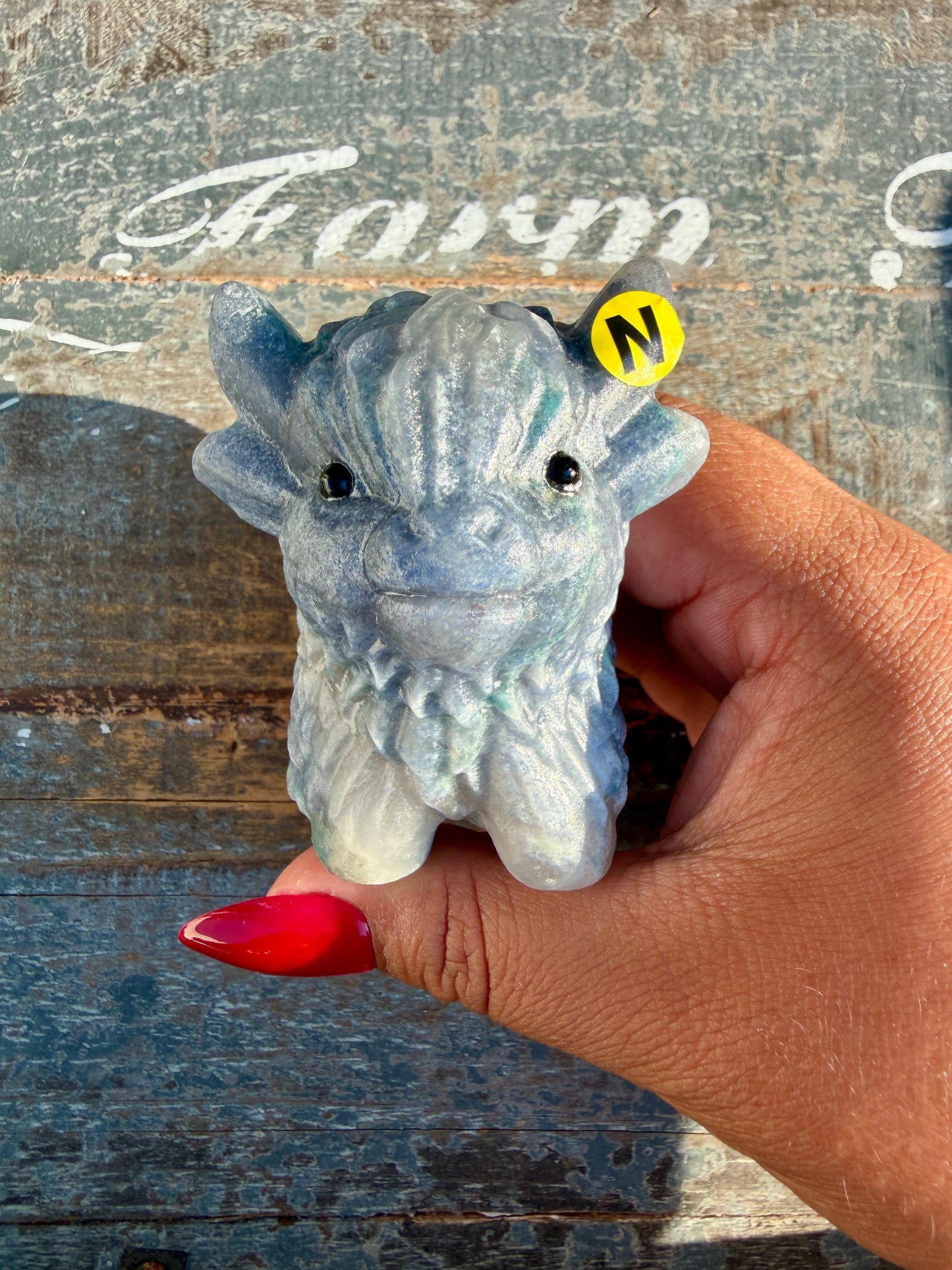 Adorable Blue Aventurine Highland Cow | Opt N