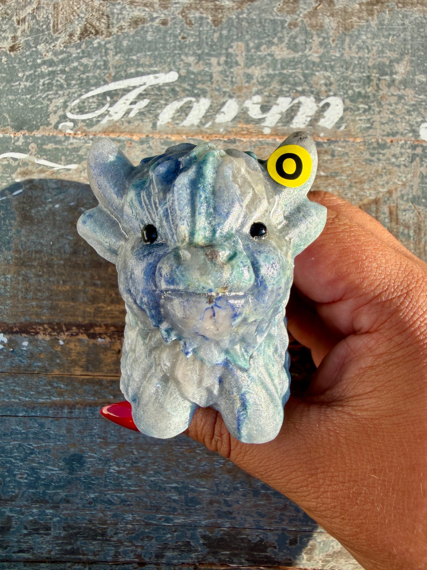 Adorable Blue Aventurine Highland Cow | Opt O