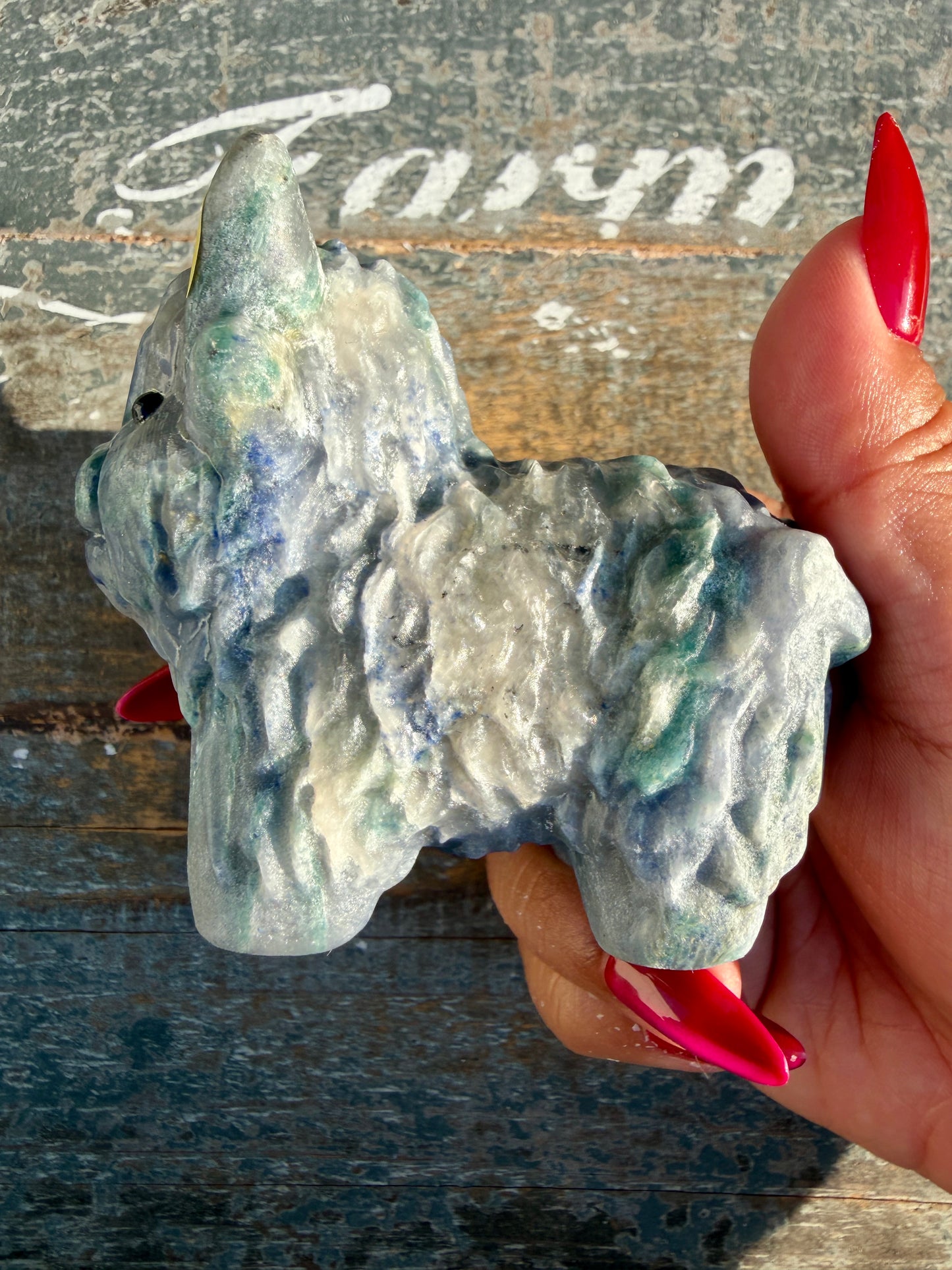 Adorable Blue Aventurine Highland Cow | Opt O
