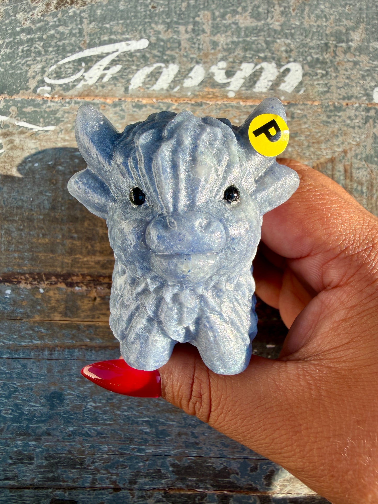 Adorable Blue Aventurine Highland Cow | Opt P