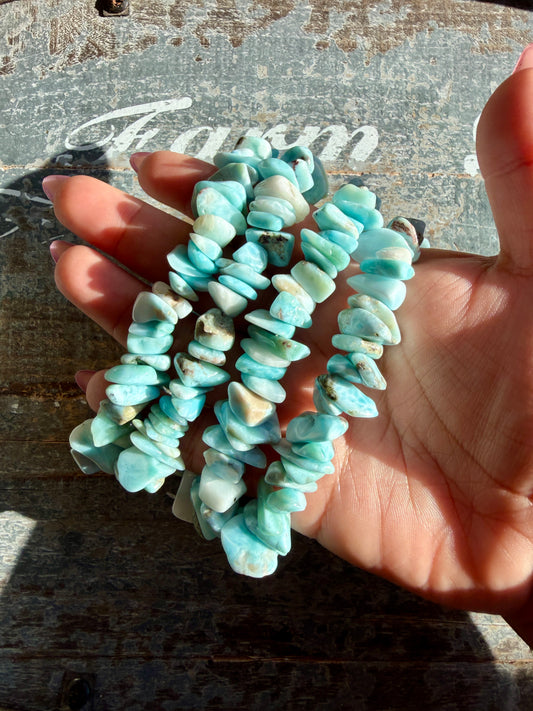 One (1) Larimar Chip Bracelet | Wrist Size 7"