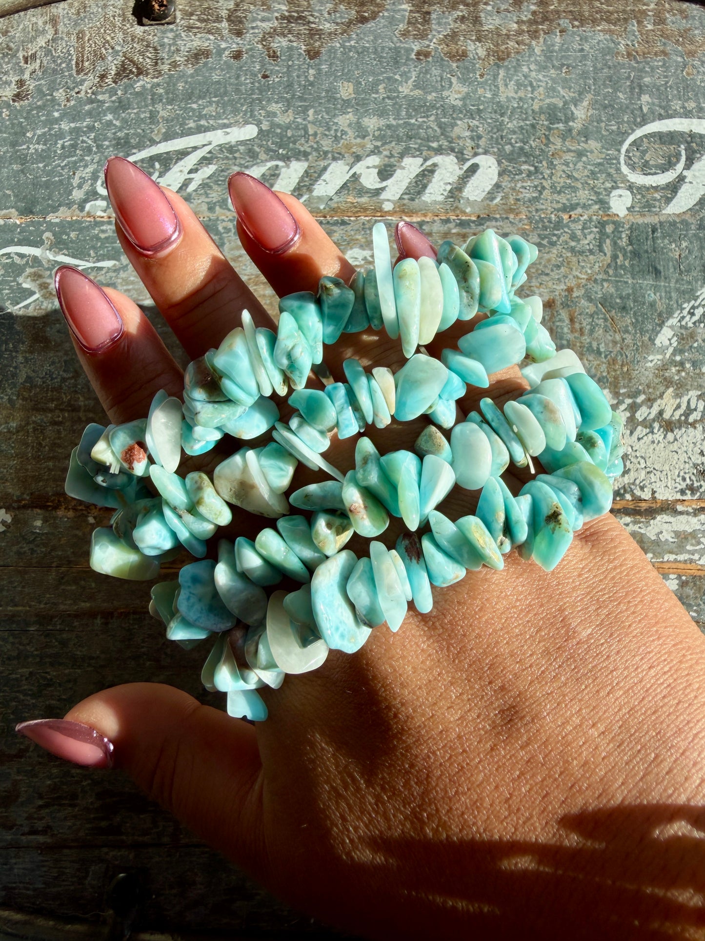 One (1) Larimar Chip Bracelet | Wrist Size 7"