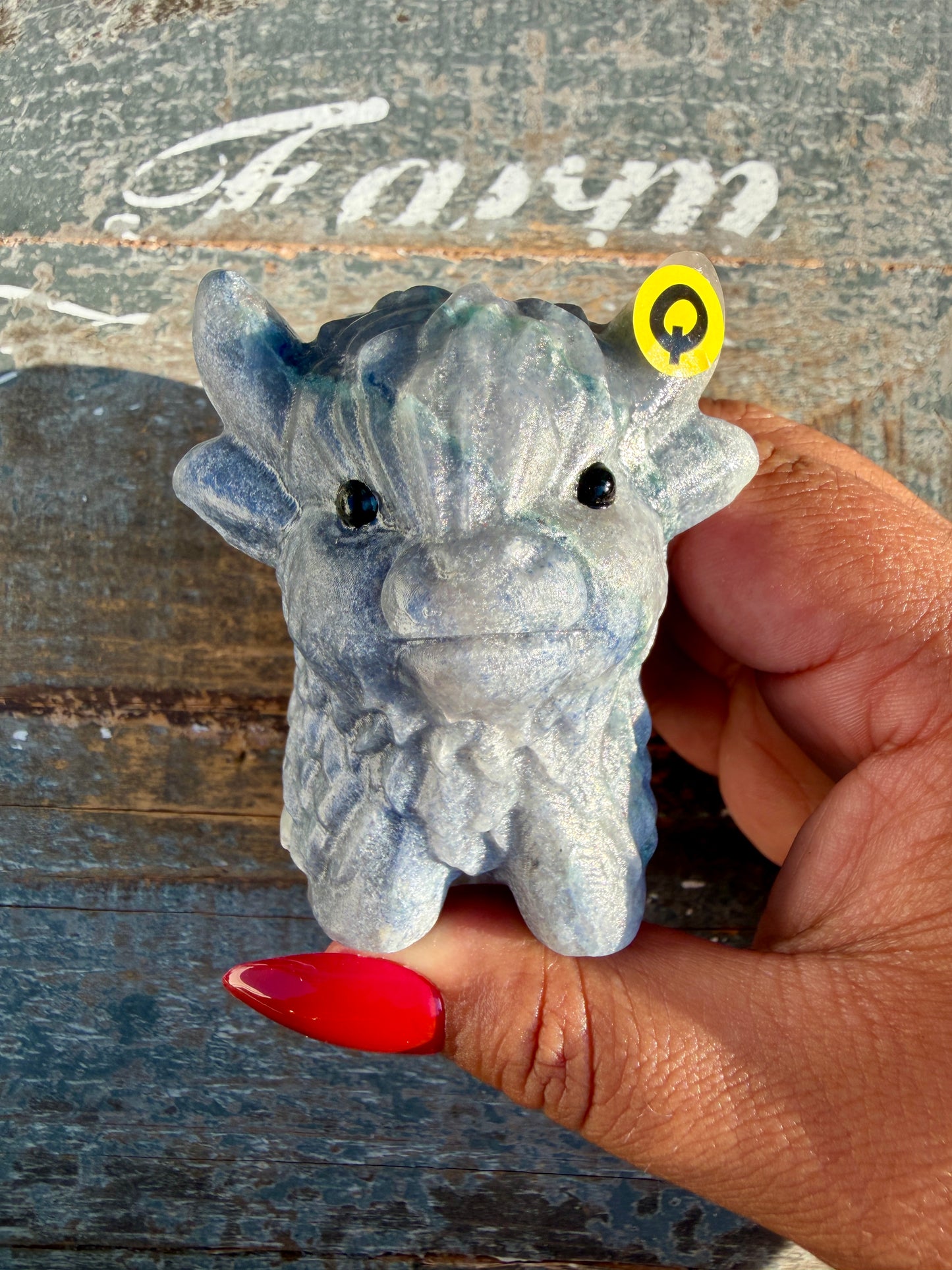 Adorable Blue Aventurine Highland Cow | Opt Q
