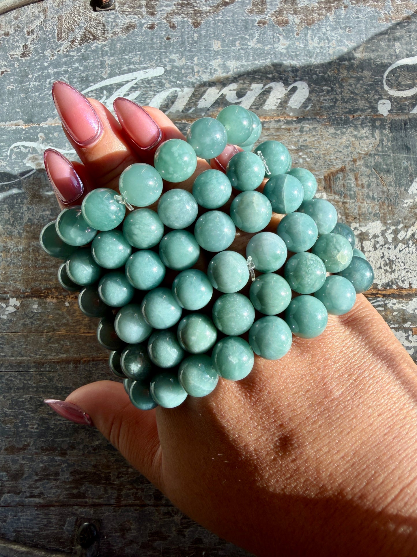 One (1) Blue Water Jade Bracelet | Wrist Size 6.25" | 10MM BEAD