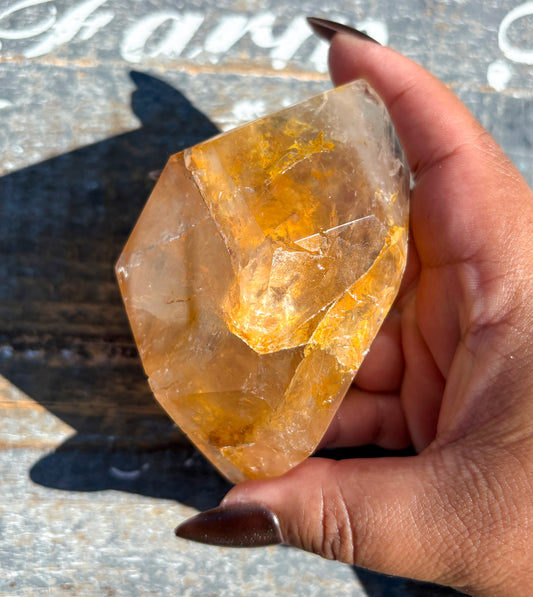 Gorgeous High Quality Golden Healer with Rose Quartz Free Form from Brazil | Opt P