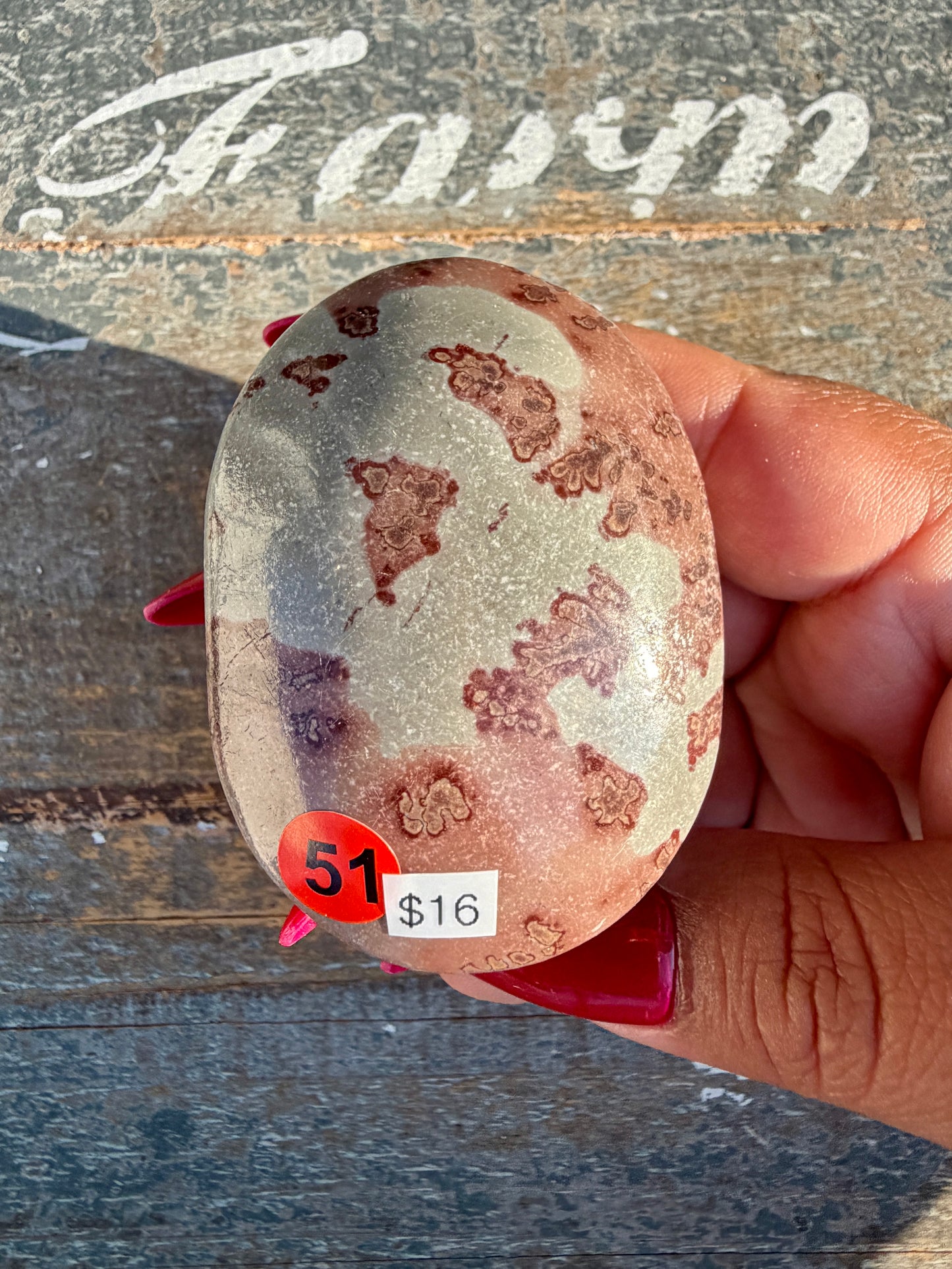 Slightly Imperfect Picture Jasper Palm Stone | Opt 51