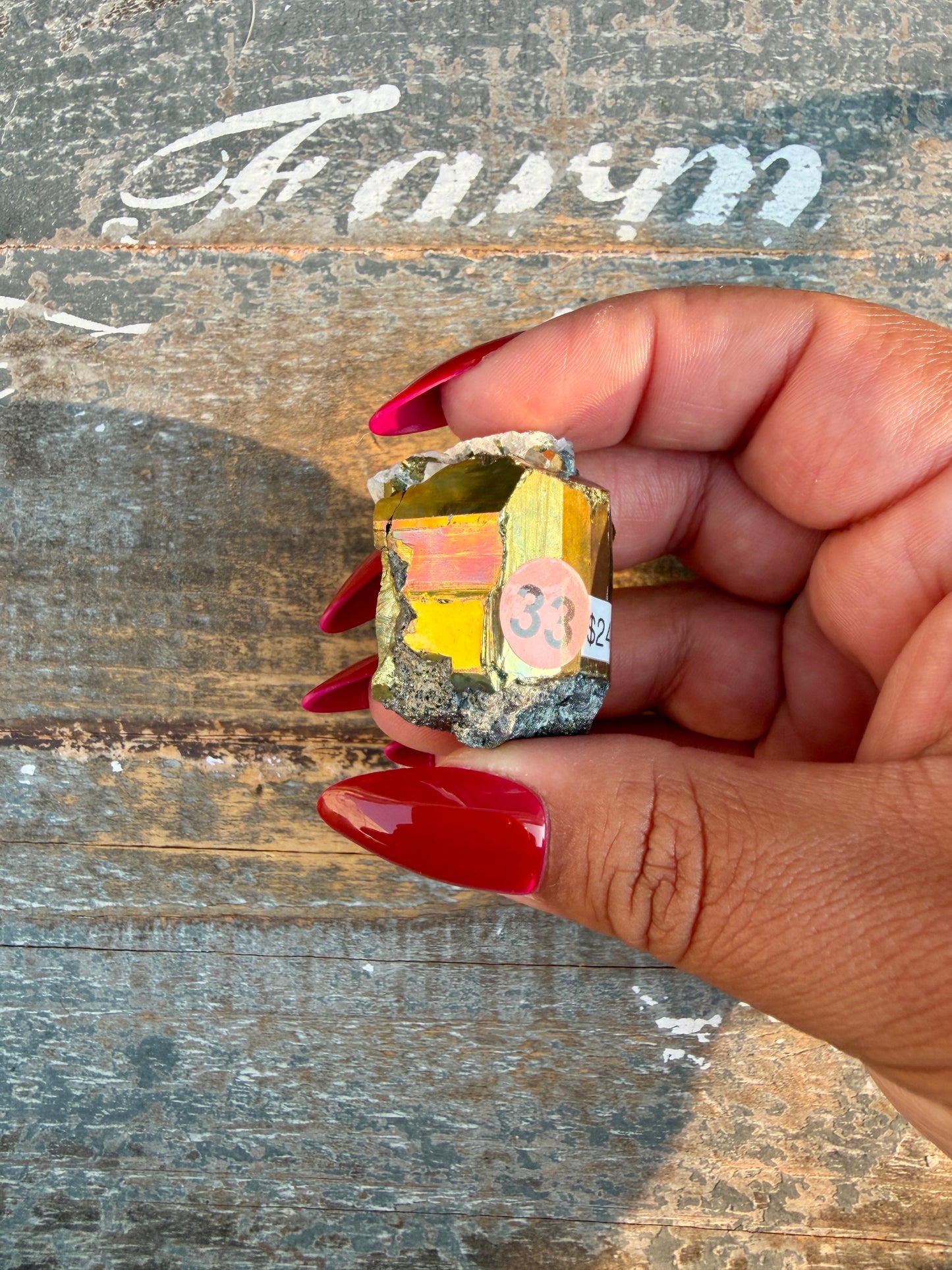 Gorgeous Cubic Pyrite with Natural Rainbow Iridescence from Indonesia | Opt 33