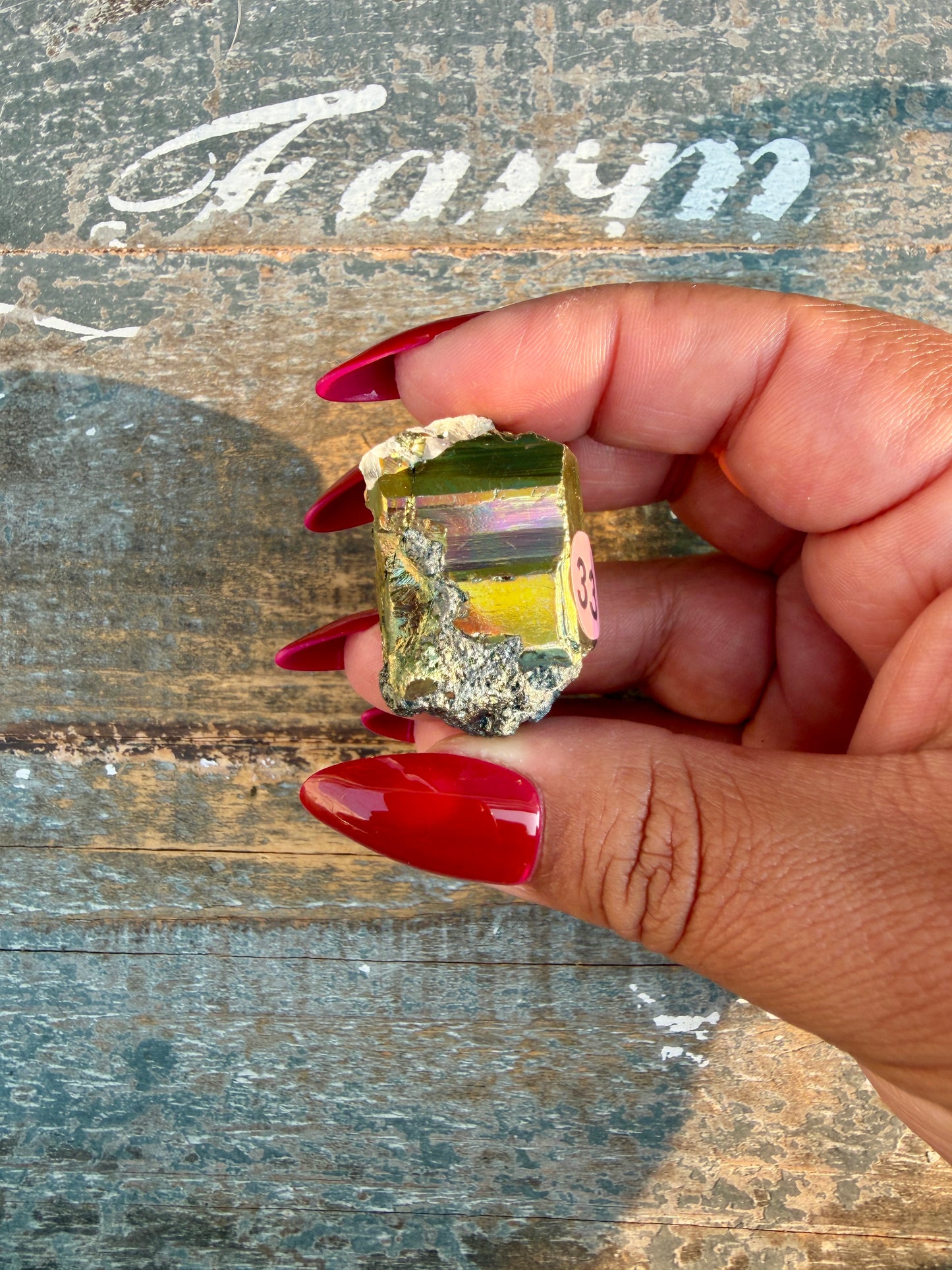 Gorgeous Cubic Pyrite with Natural Rainbow Iridescence from Indonesia | Opt 33