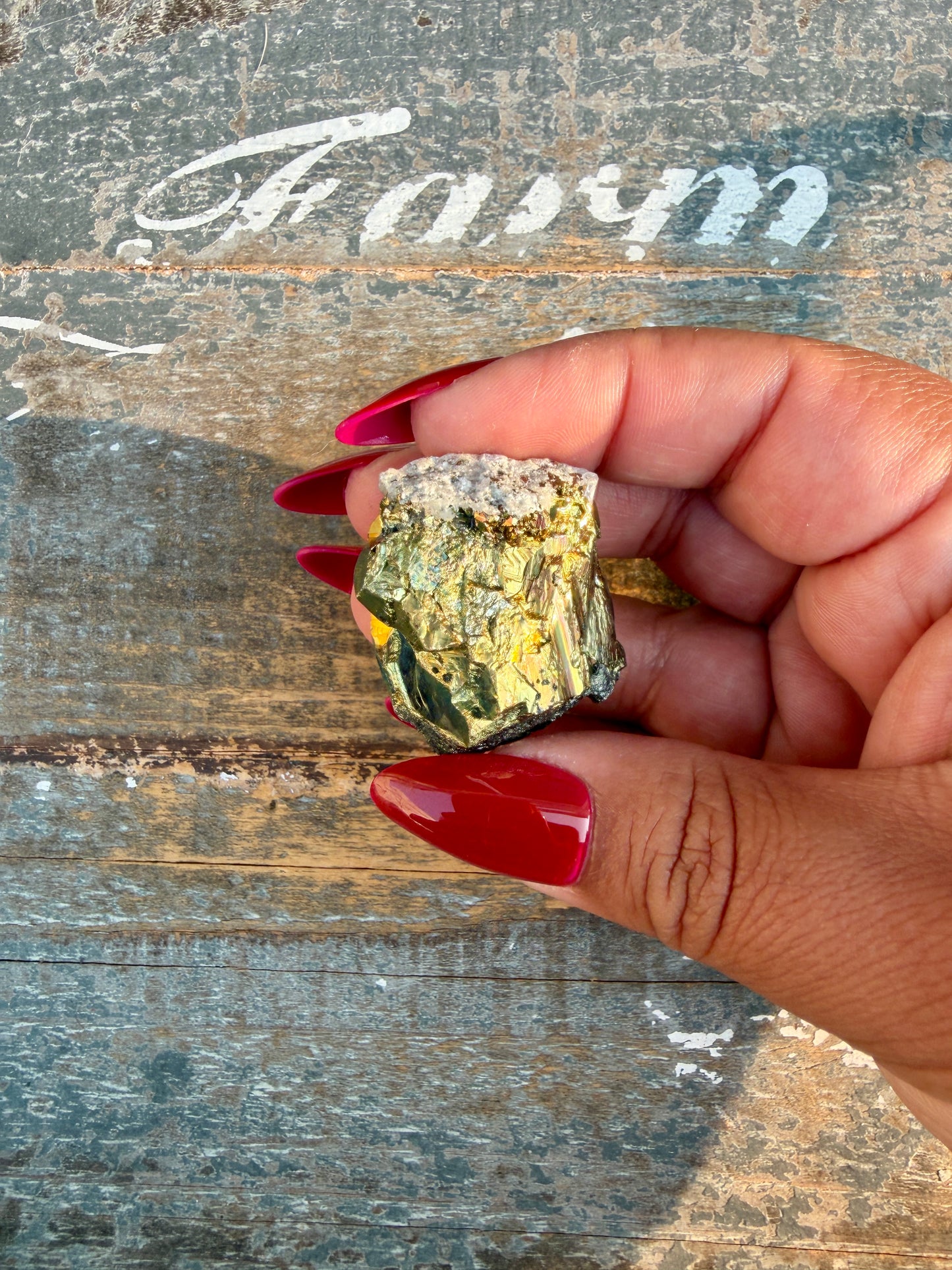 Gorgeous Cubic Pyrite with Natural Rainbow Iridescence from Indonesia | Opt 33