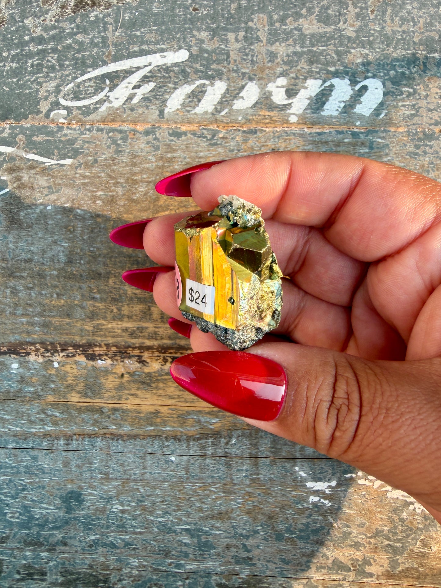 Gorgeous Cubic Pyrite with Natural Rainbow Iridescence from Indonesia | Opt 33