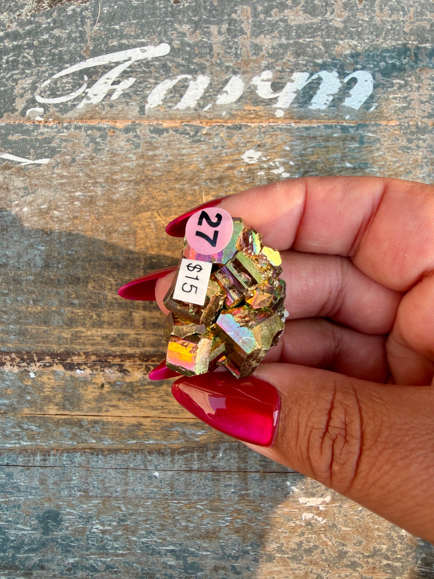 Gorgeous Cubic Pyrite with Natural Rainbow Iridescence from Indonesia | Opt 27