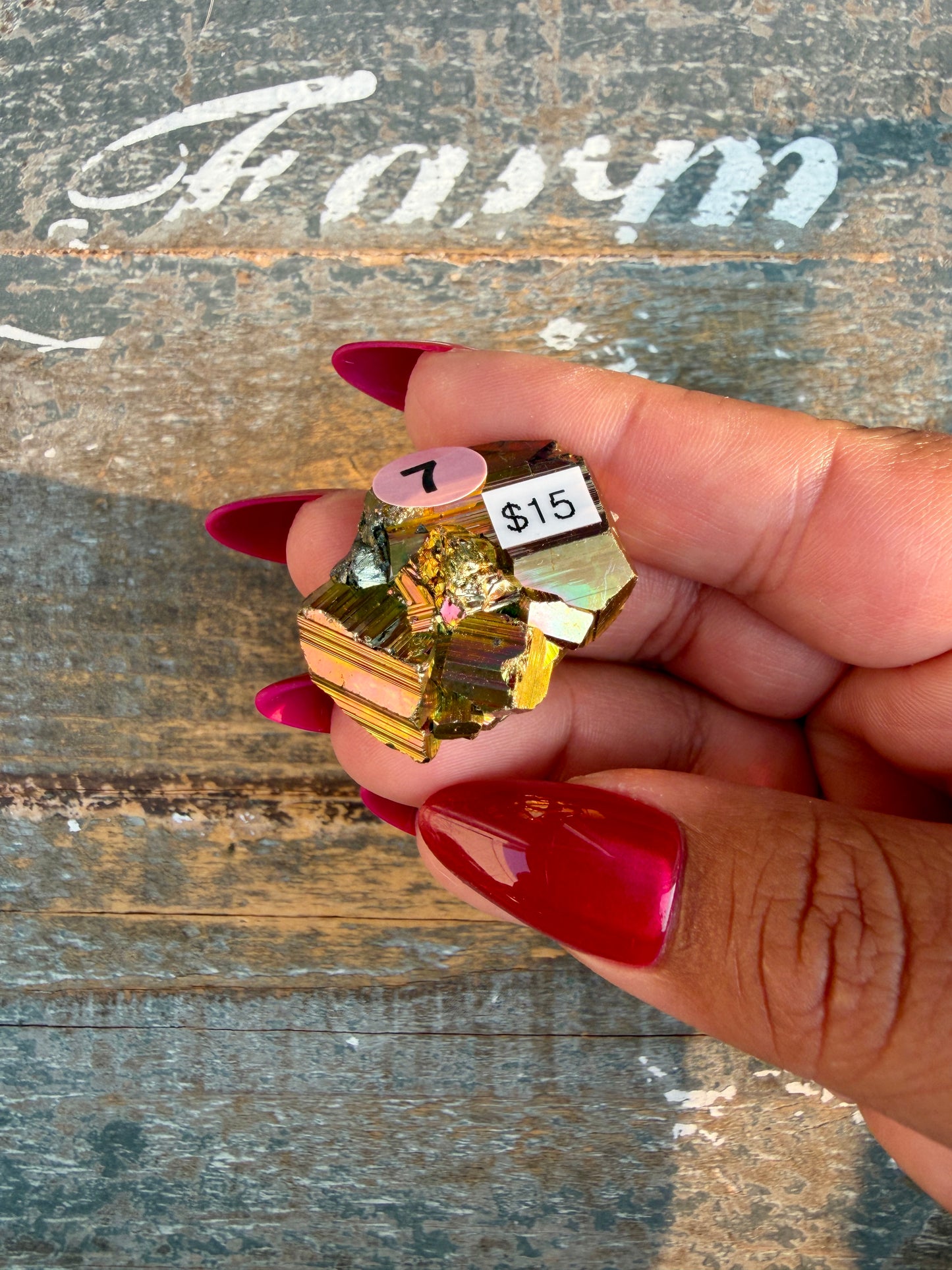 Gorgeous Cubic Pyrite with Natural Rainbow Iridescence from Indonesia | Opt 7