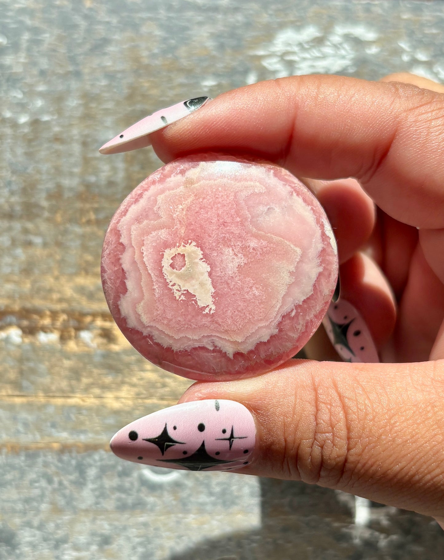 Gorgeous Rhodochrosite Coin/Mini Palm Stone from Argentina