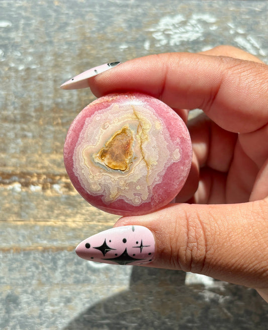 Gorgeous Rhodochrosite Coin/Mini Palm Stone from Argentina