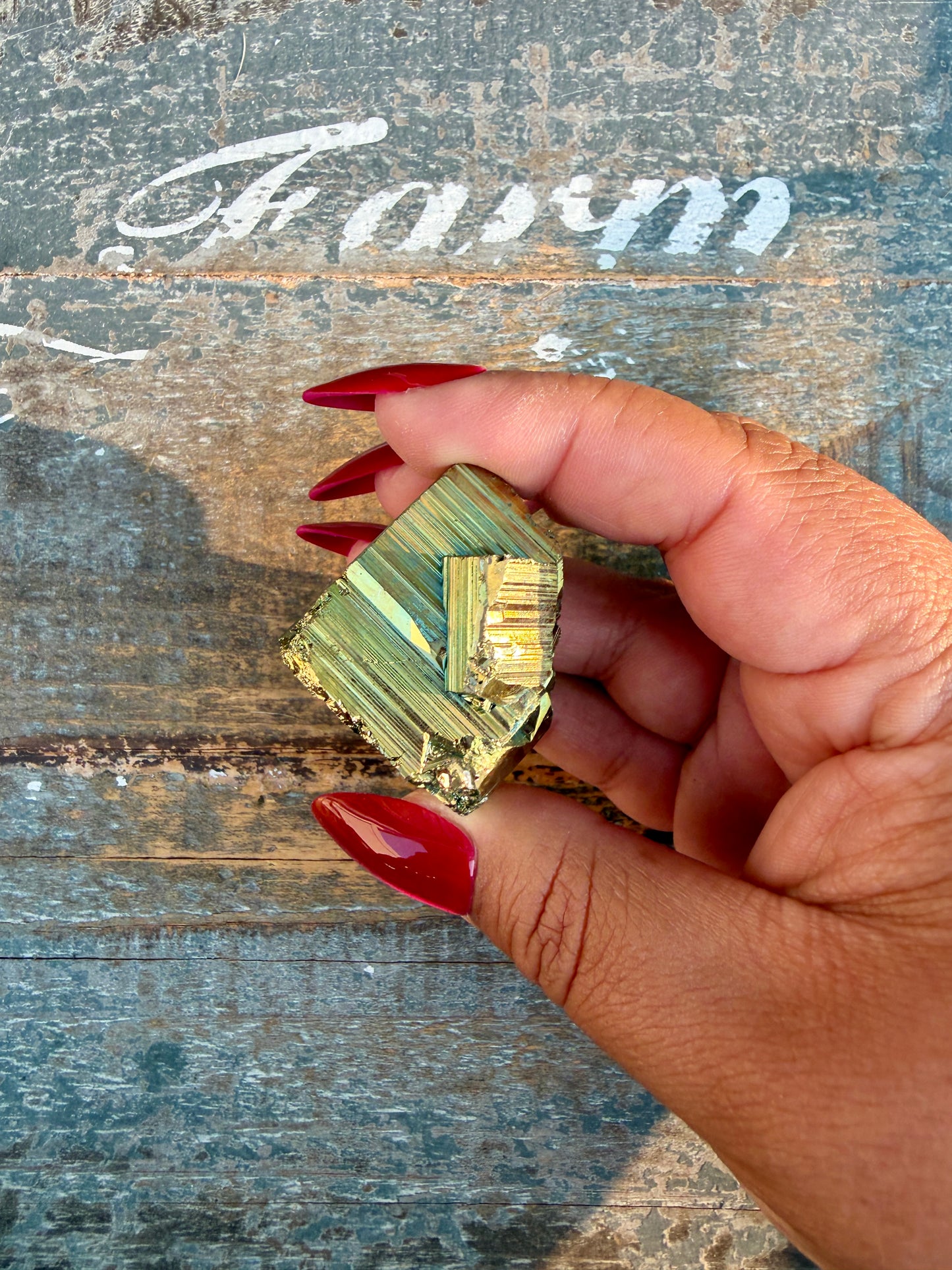 Gorgeous Cubic Pyrite with Natural Rainbow Iridescence from Indonesia | Opt 21