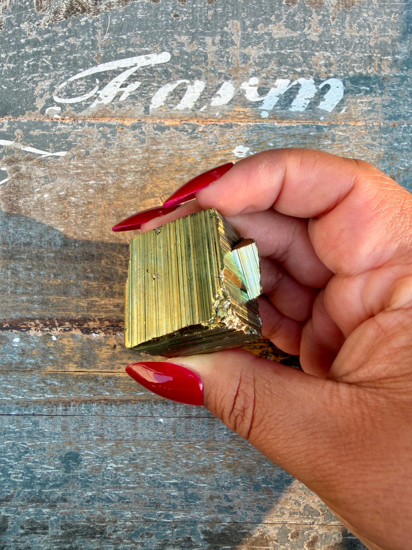 Gorgeous Cubic Pyrite with Natural Rainbow Iridescence from Indonesia | Opt 21