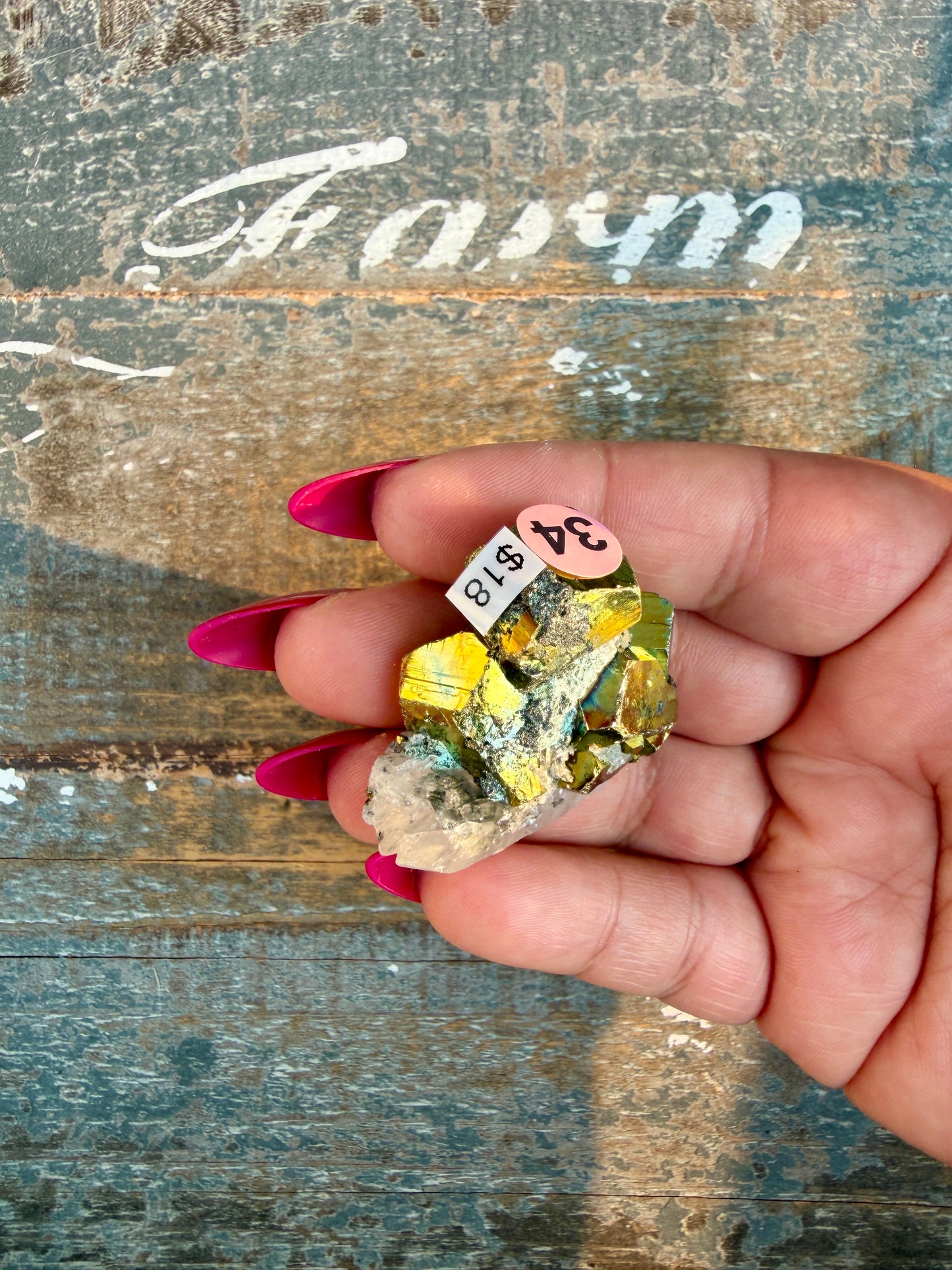 Gorgeous Cubic Pyrite with Natural Rainbow Iridescence from Indonesia | Opt 34