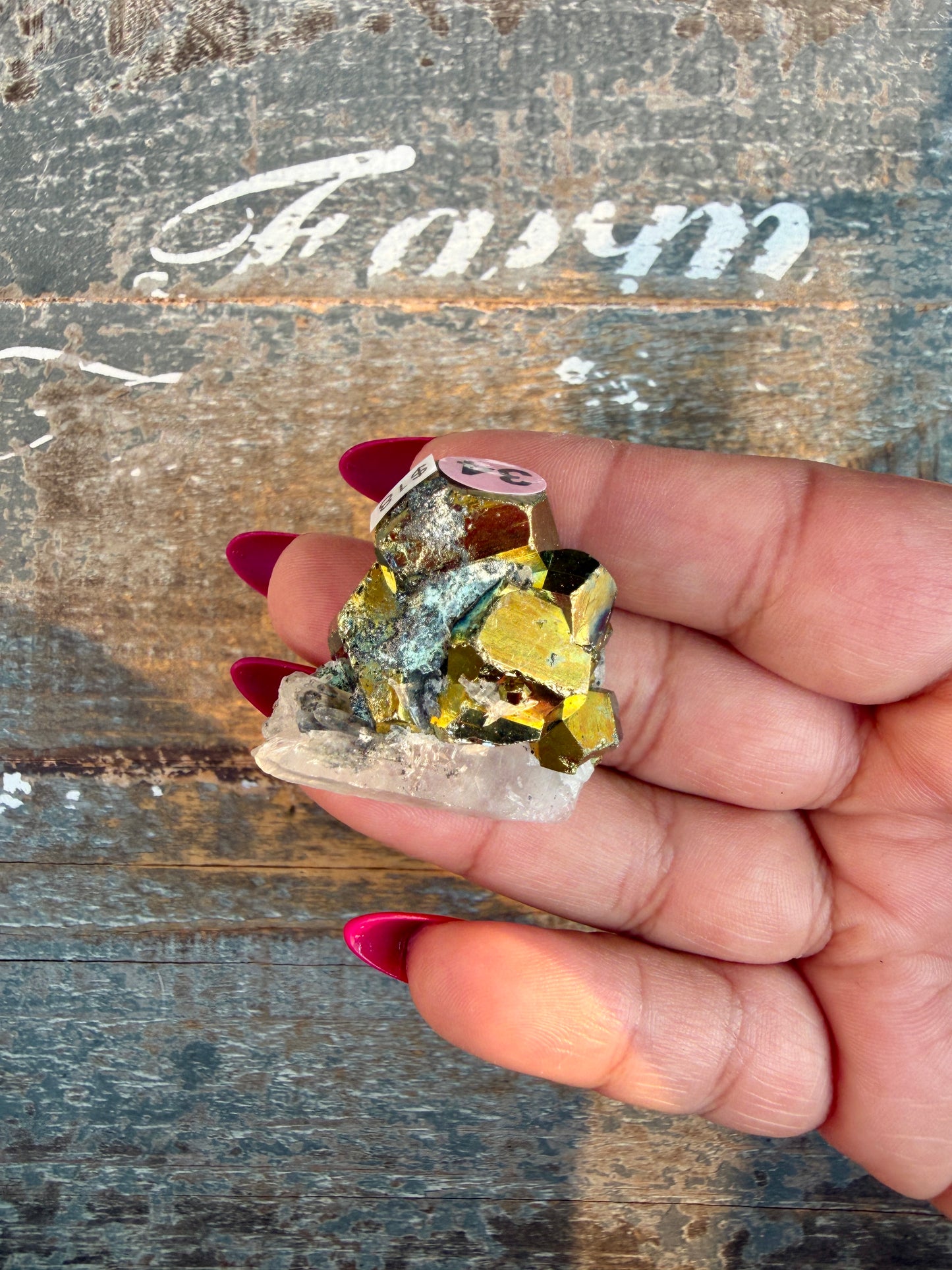 Gorgeous Cubic Pyrite with Natural Rainbow Iridescence from Indonesia | Opt 34