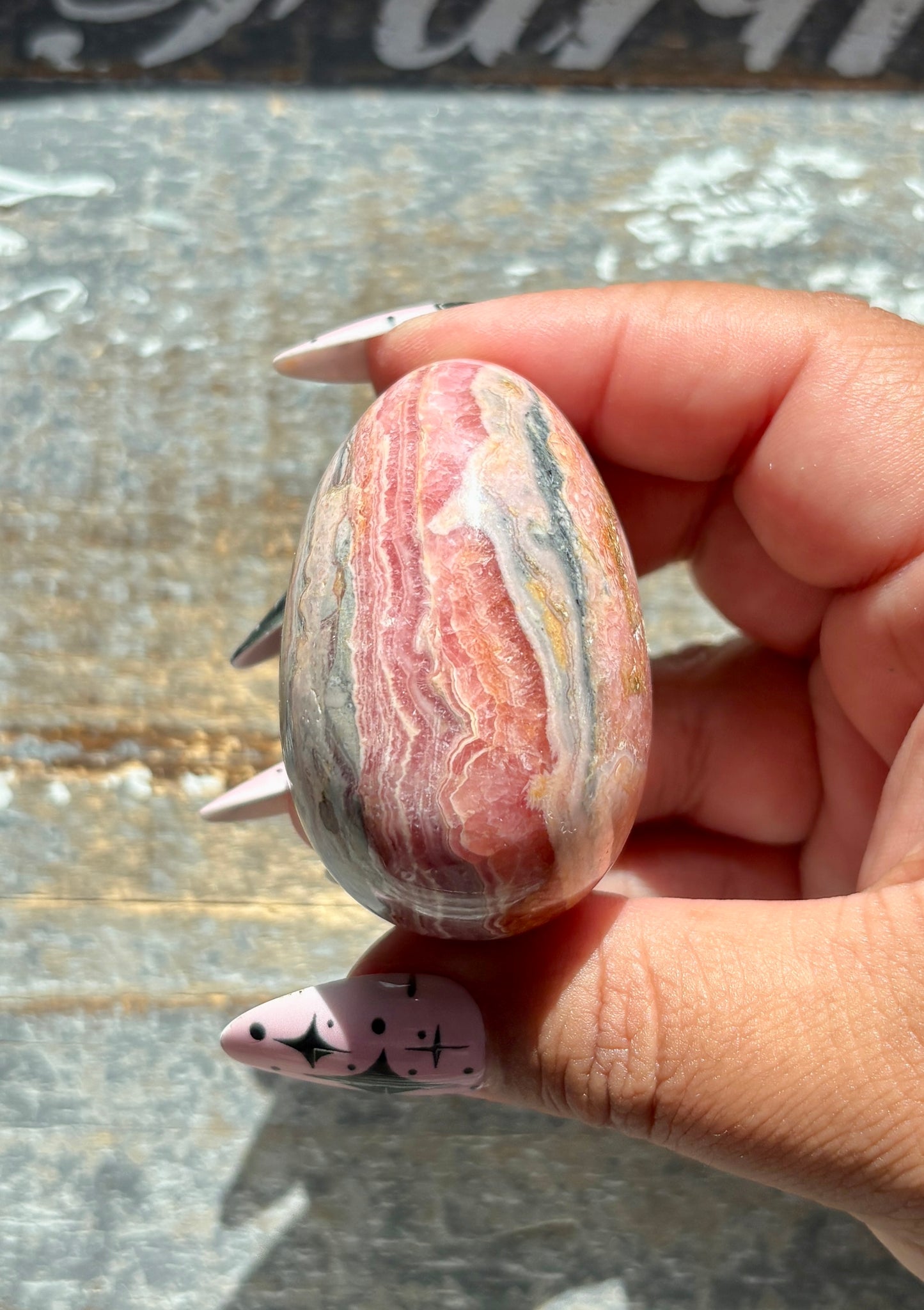 Gorgeous Rhodochrosite Hand Carved Egg from Argentina