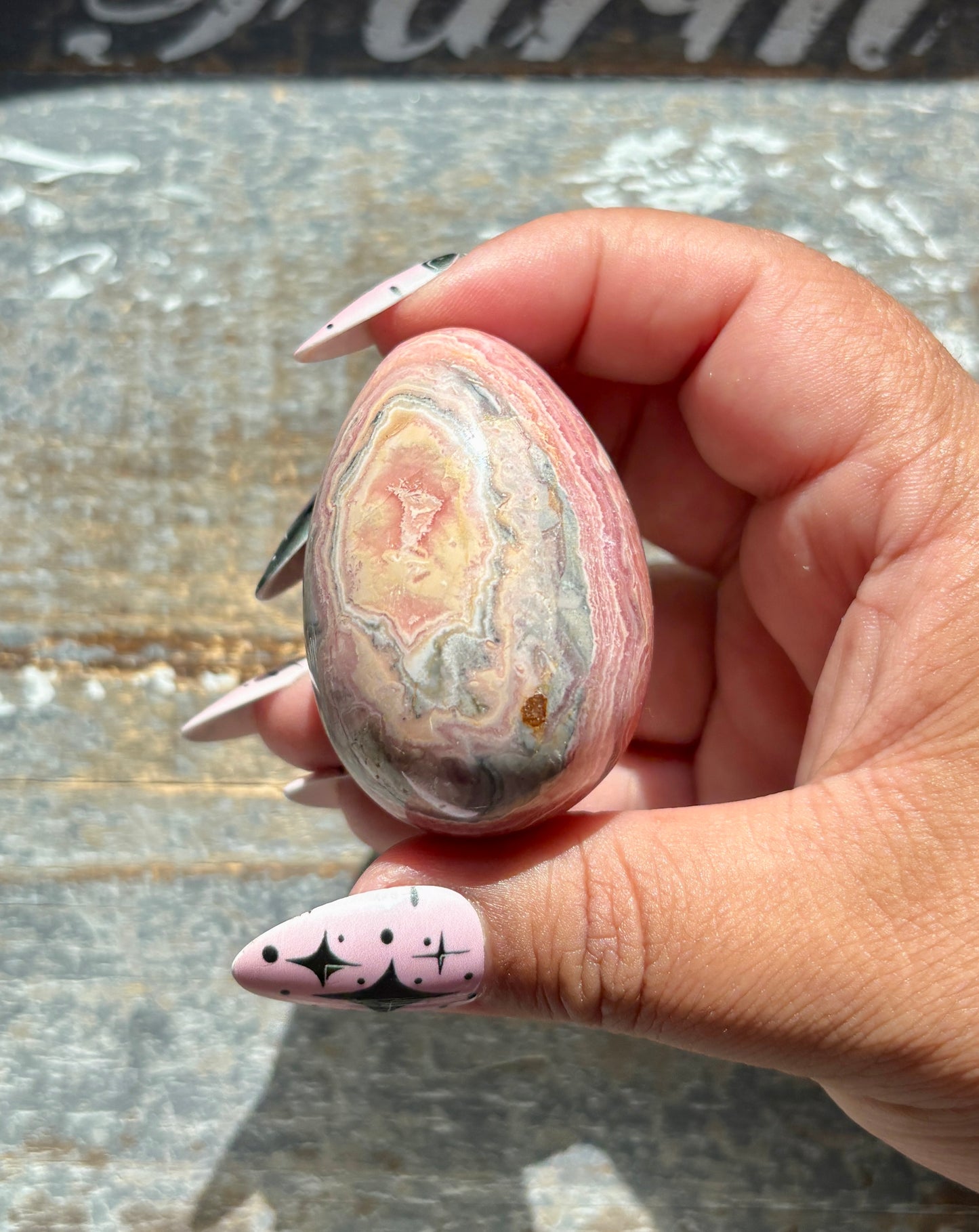 Gorgeous Rhodochrosite Hand Carved Egg from Argentina